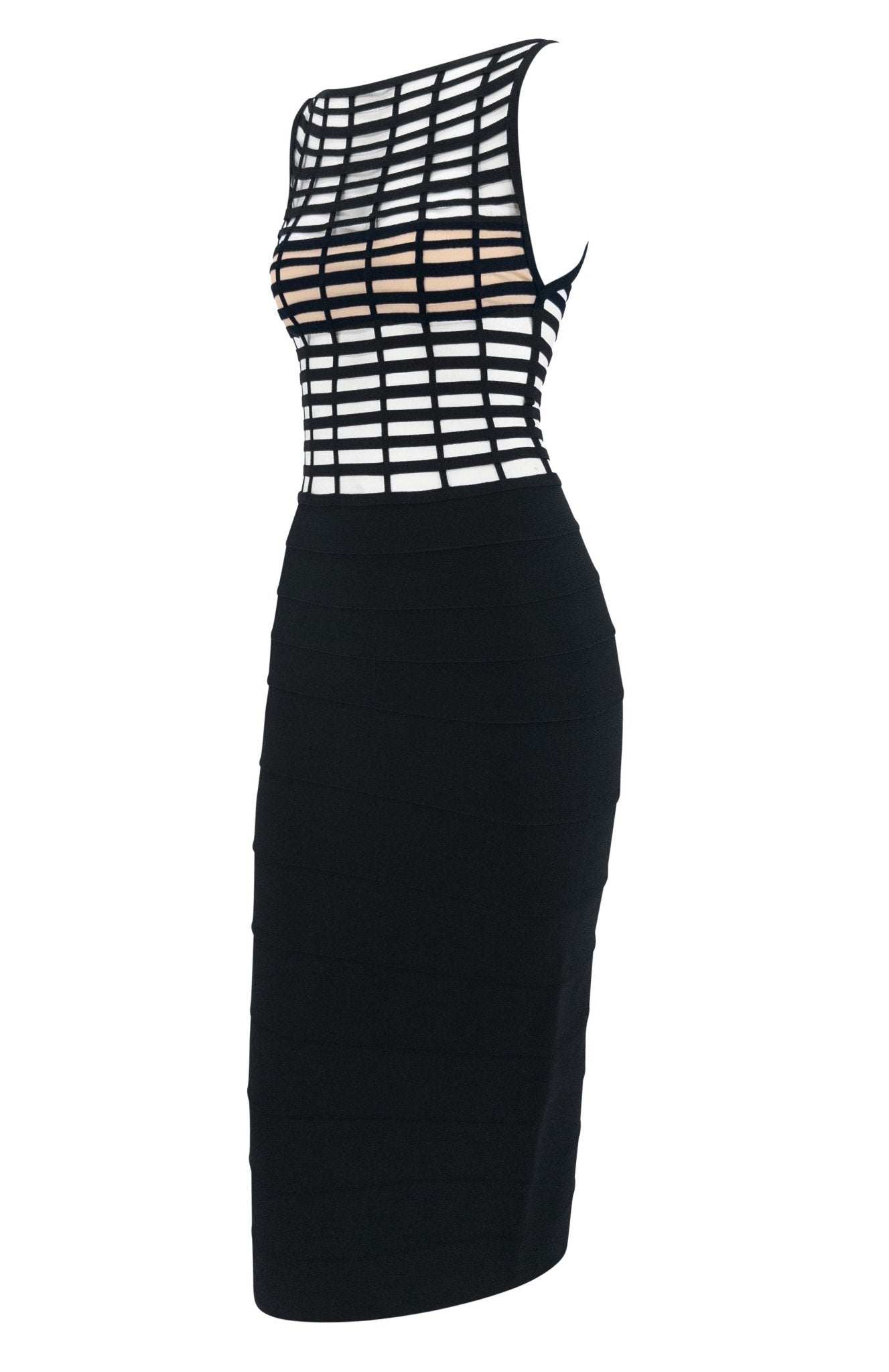 S/S 1999 Hervé Léger Couture Runway Bandage Cage Black Cutout Dress - RealList