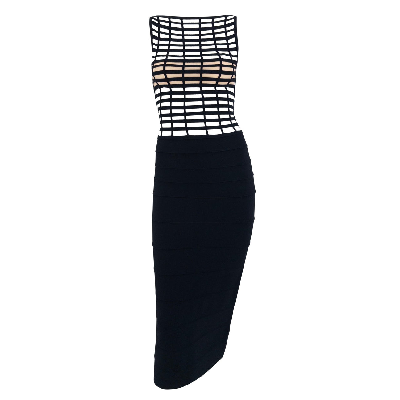 S/S 1999 Hervé Léger Couture Runway Bandage Cage Black Cutout Dress - RealList