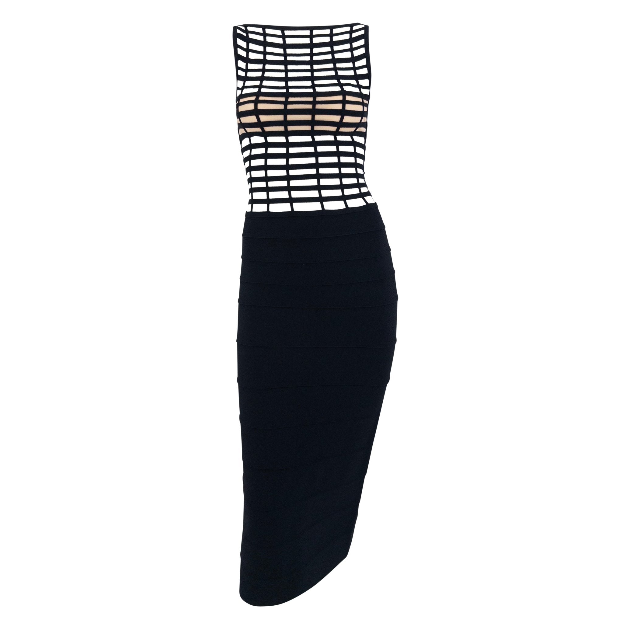 S/S 1999 Hervé Léger Couture Runway Bandage Cage Black Cutout Dress - RealList