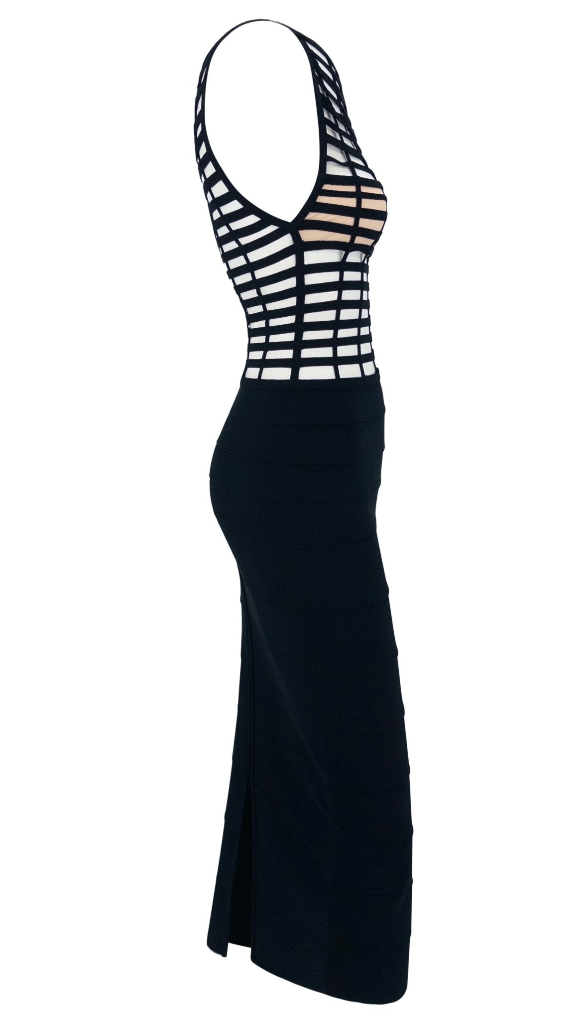 S/S 1999 Hervé Léger Couture Runway Bandage Cage Black Cutout Dress - RealList