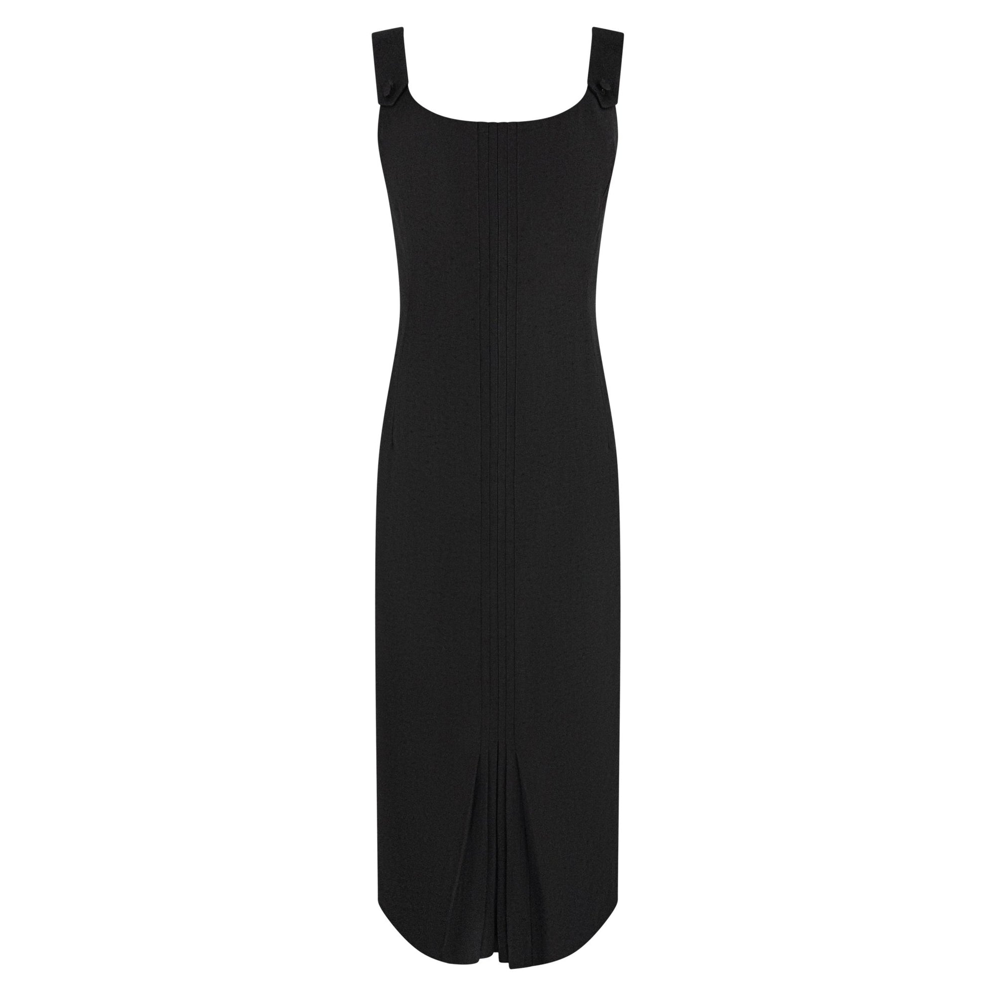 S/S 1999 John Galliano Black Stretch Pleated Sleeveless Pencil Dress - RealList