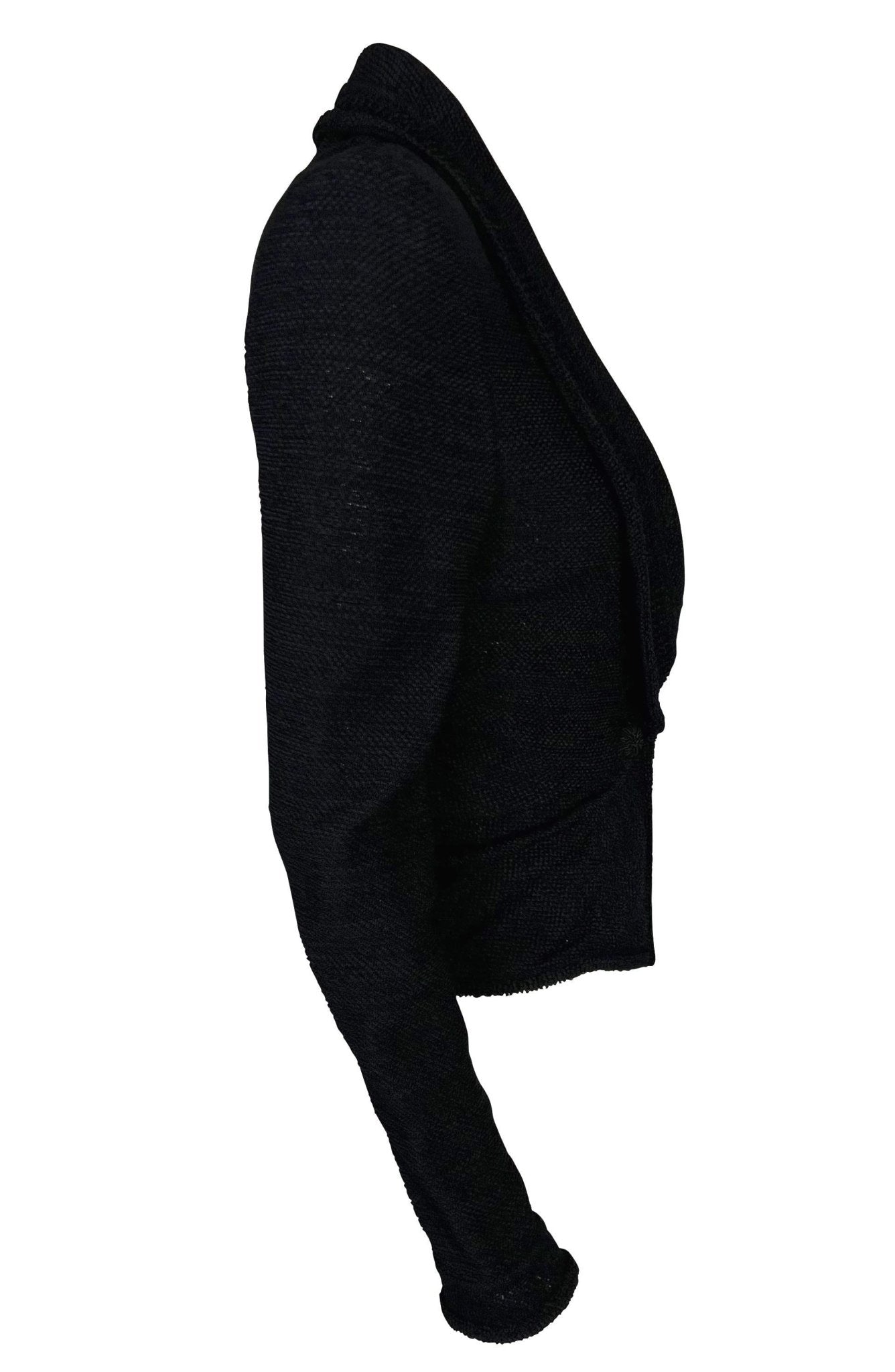S/S 1999 John Galliano Stretch Knit Sheer Black Shawl Sweater Jacket - RealList