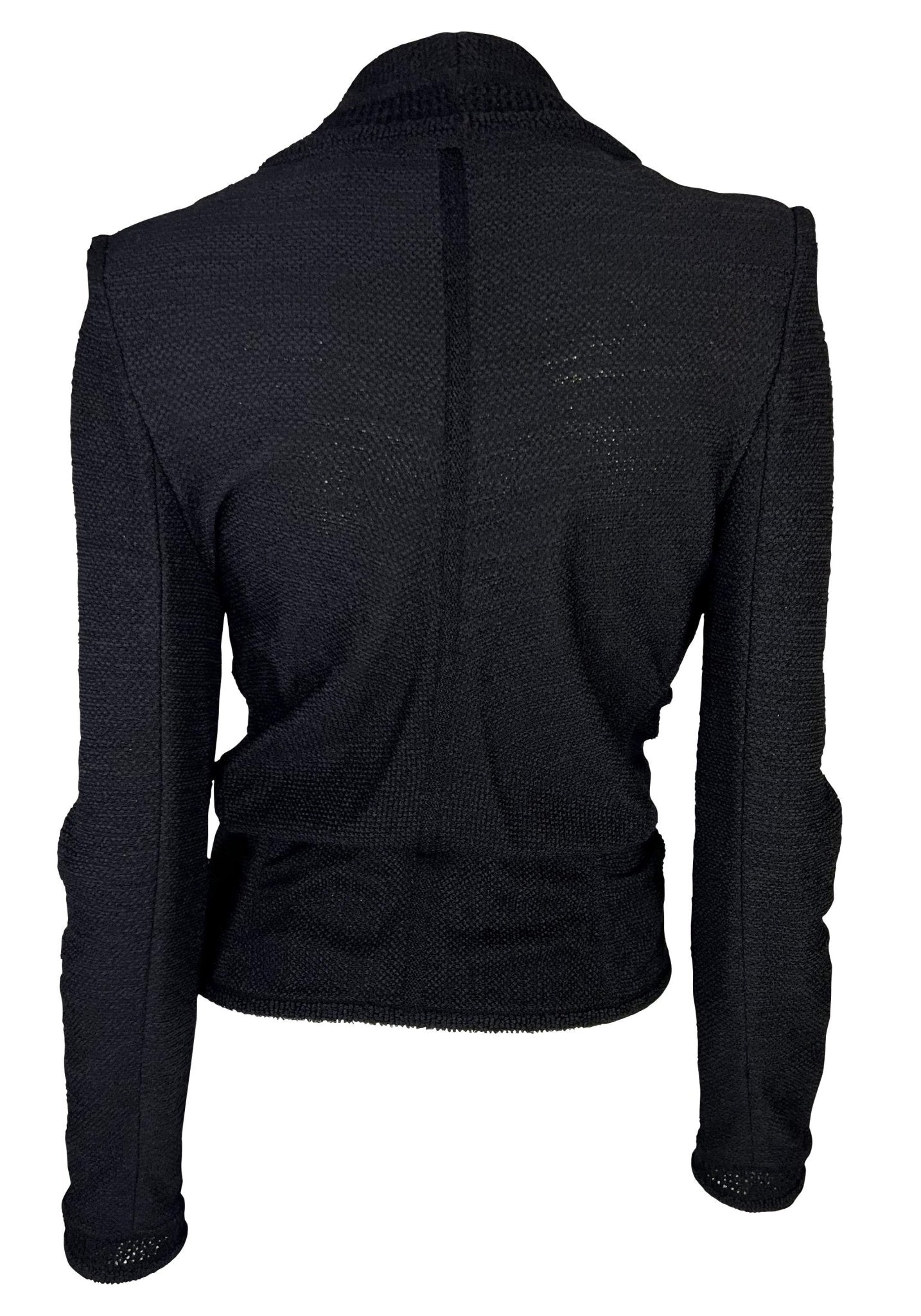 S/S 1999 John Galliano Stretch Knit Sheer Black Shawl Sweater Jacket - RealList