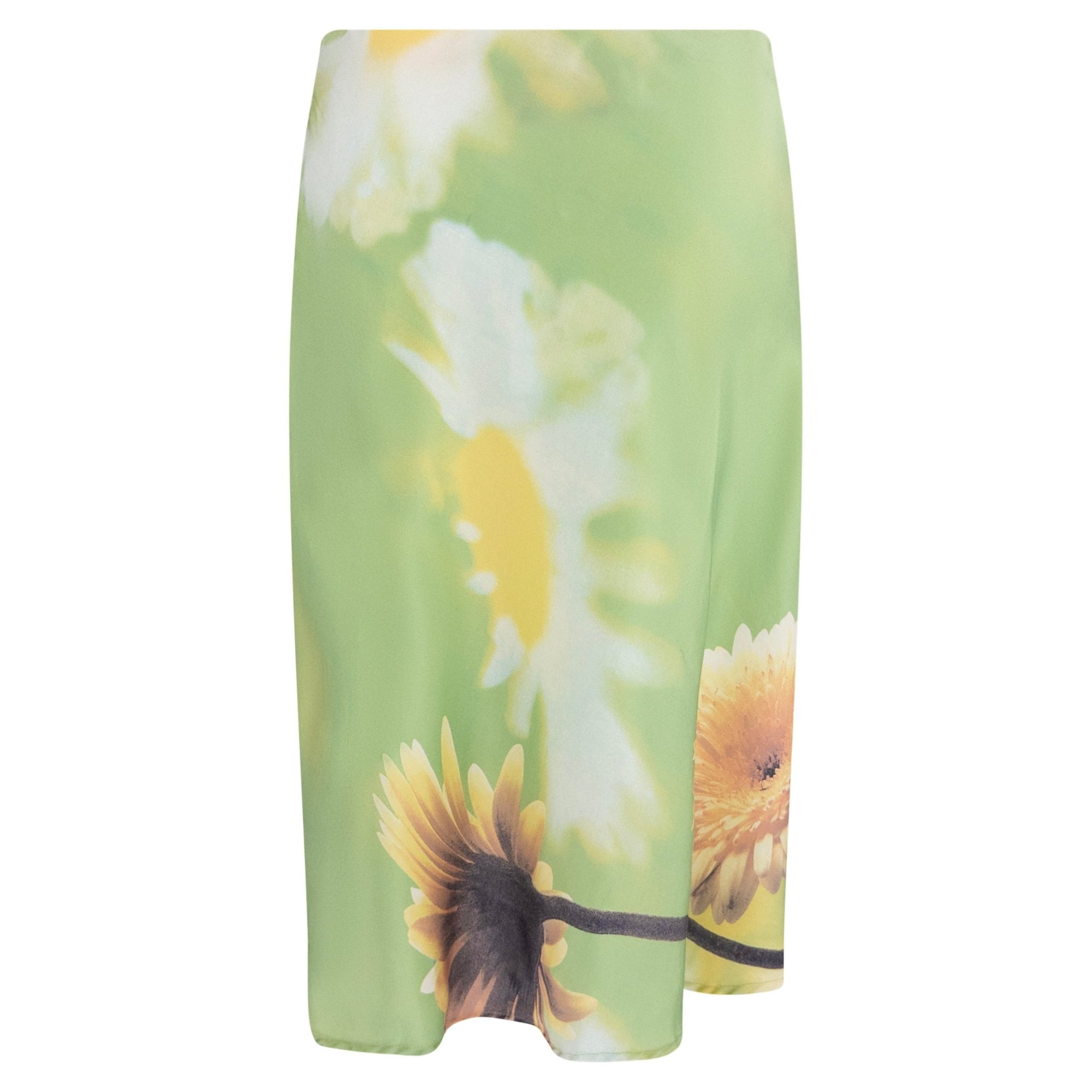 S/S 1999 Roberto Cavalli Silk Satin Floral Print Pierced Skirt - RealList