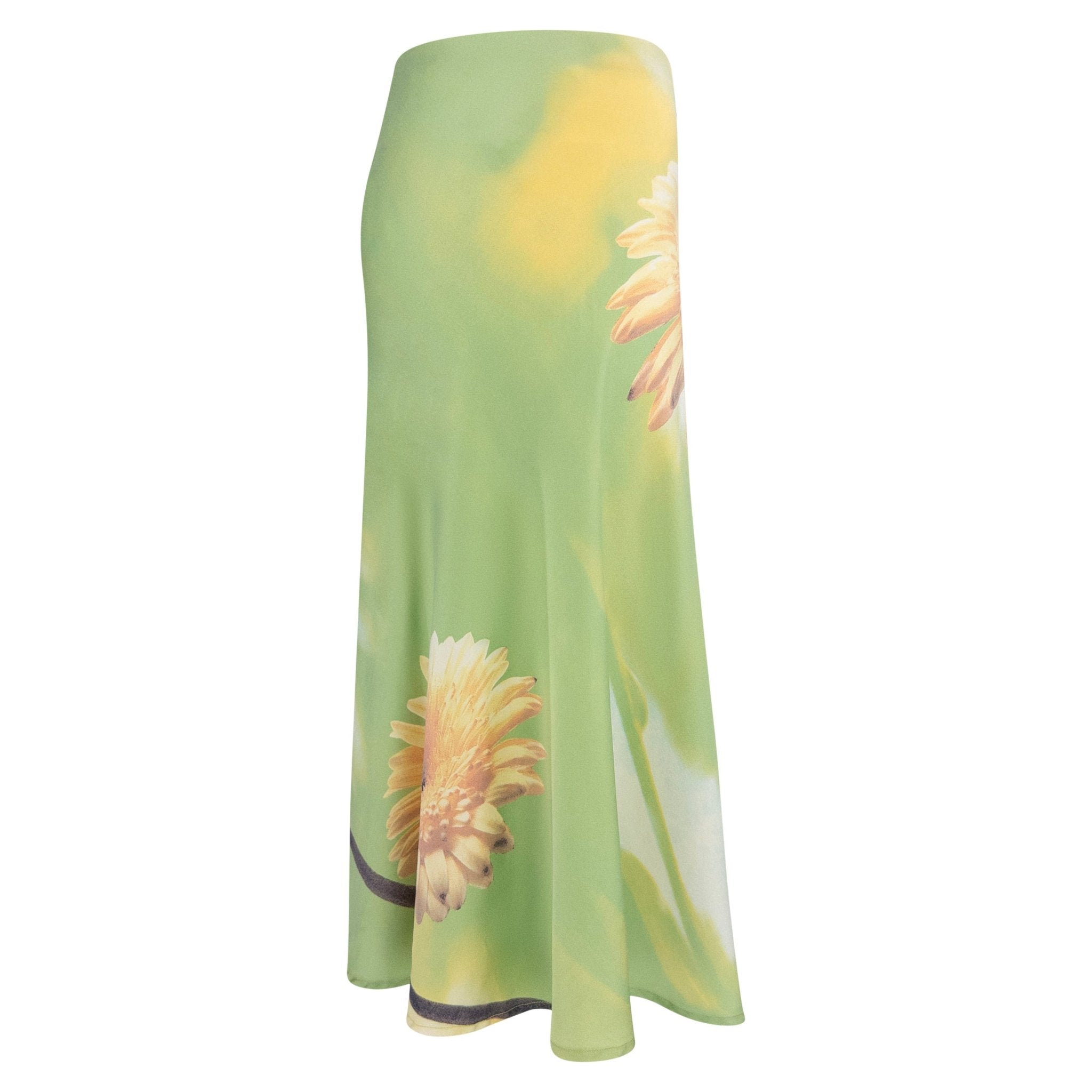 S/S 1999 Roberto Cavalli Silk Satin Floral Print Pierced Skirt - RealList