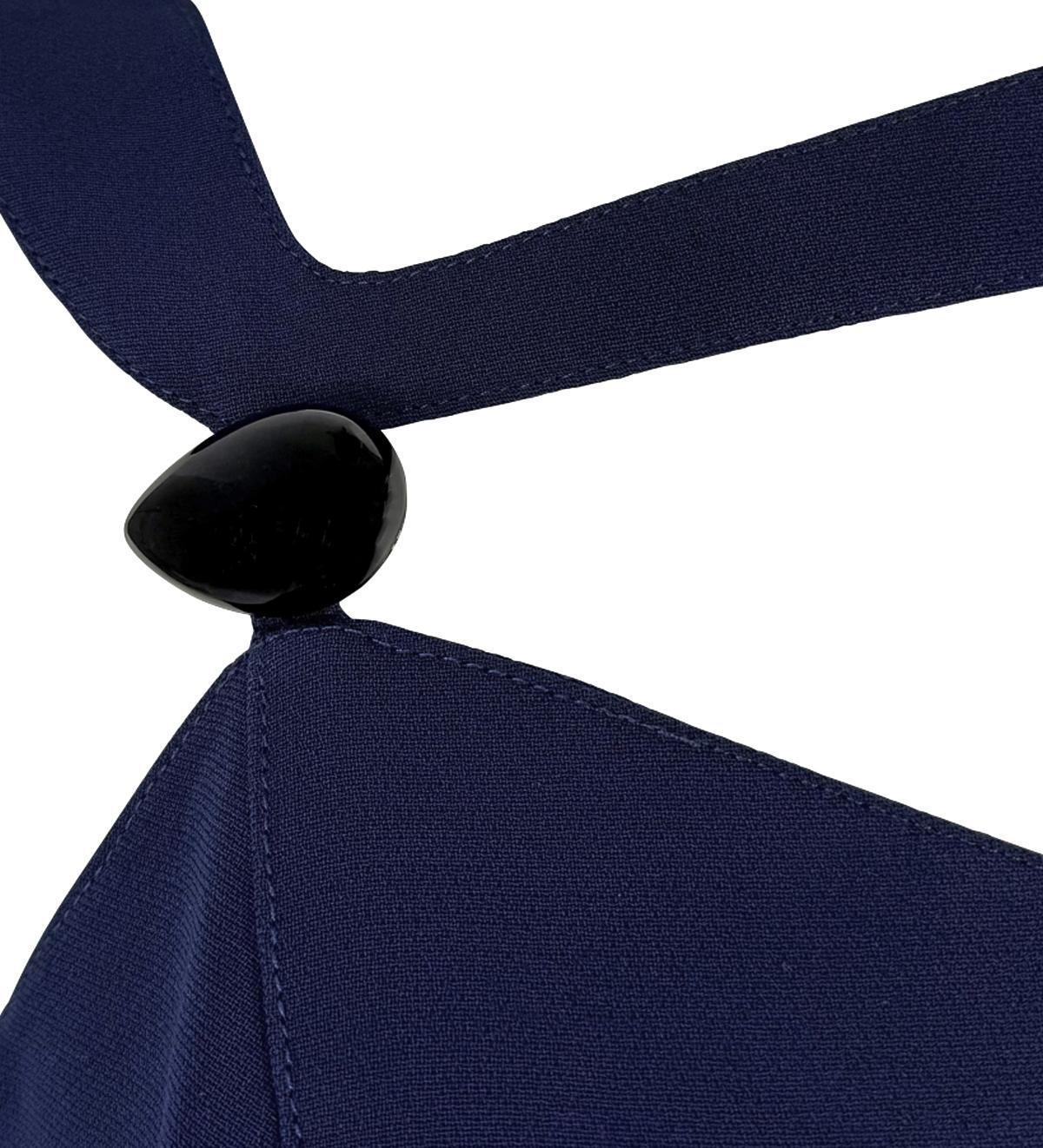 S/S 1999 Thierry Mugler Runway Navy Abstract Brooch Midi Pencil Dress - RealList