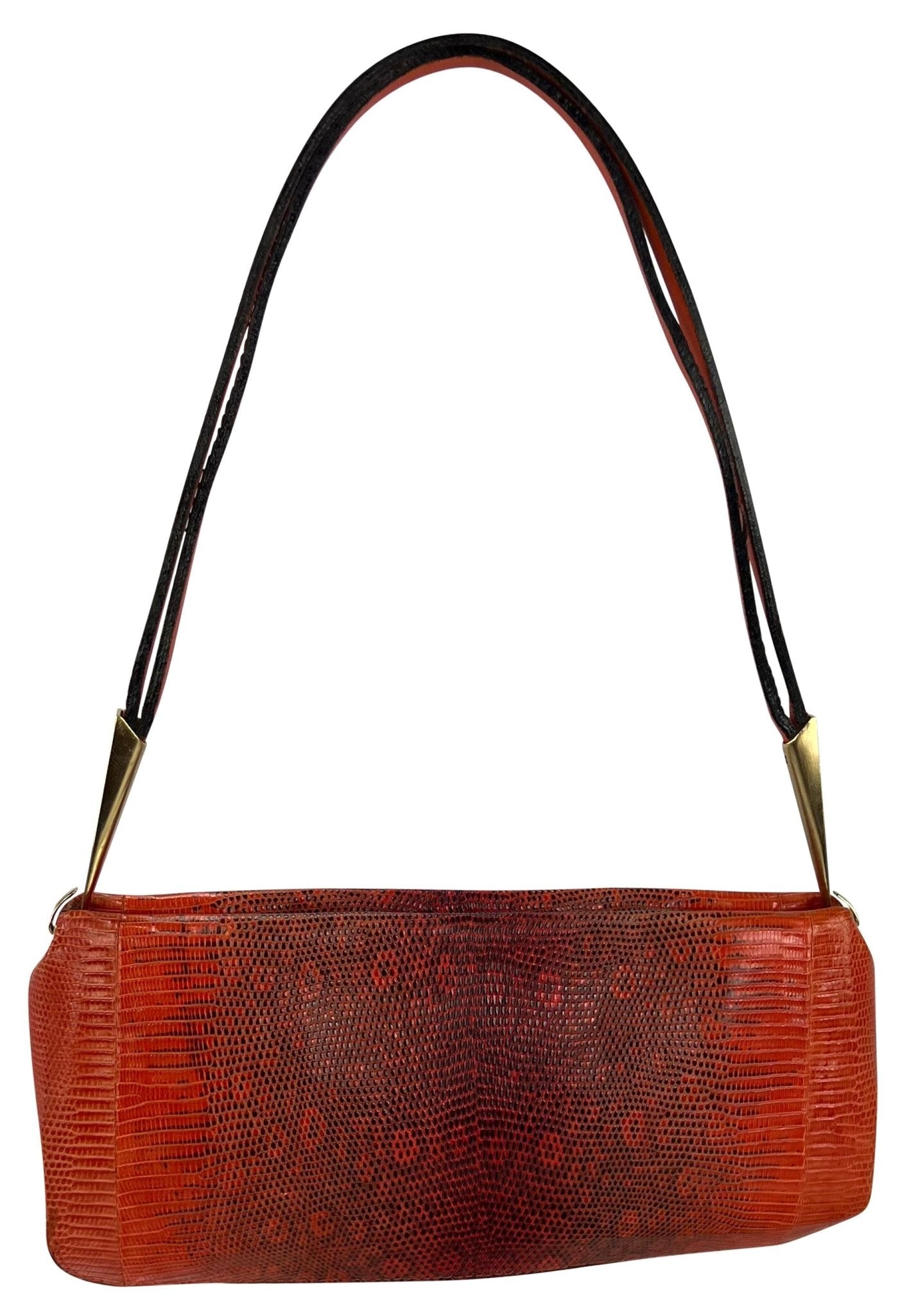 S/S 2000 Bottega Veneta Orange Genuine Ring Lizard Skin Shoulder Bag - RealList