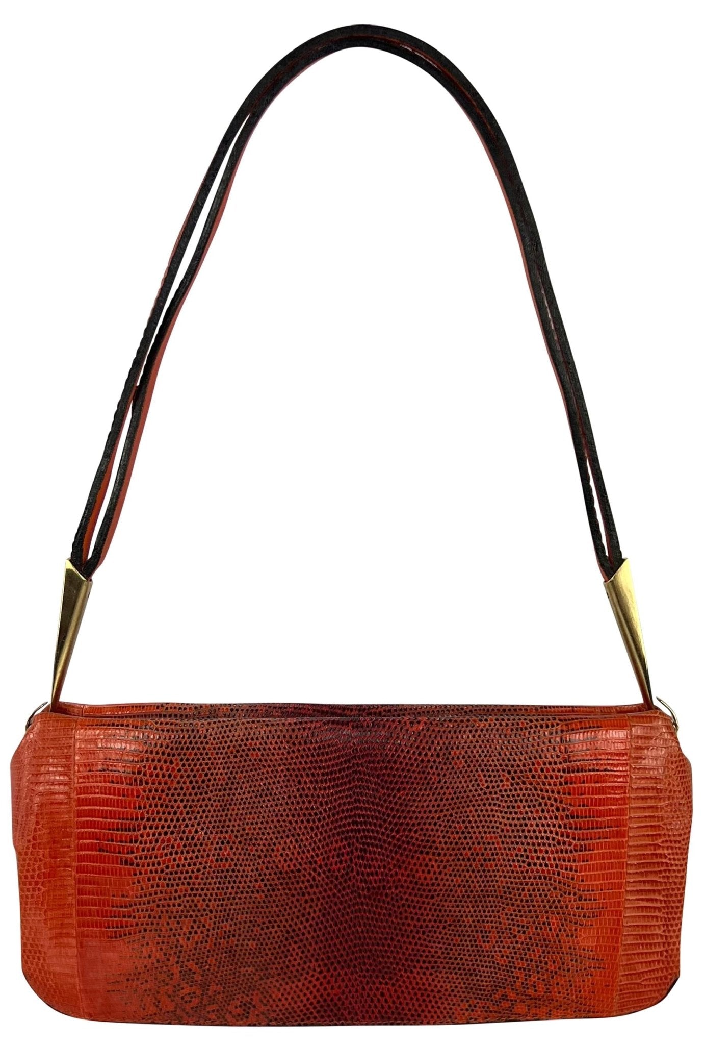 S/S 2000 Bottega Veneta Orange Genuine Ring Lizard Skin Shoulder Bag - RealList
