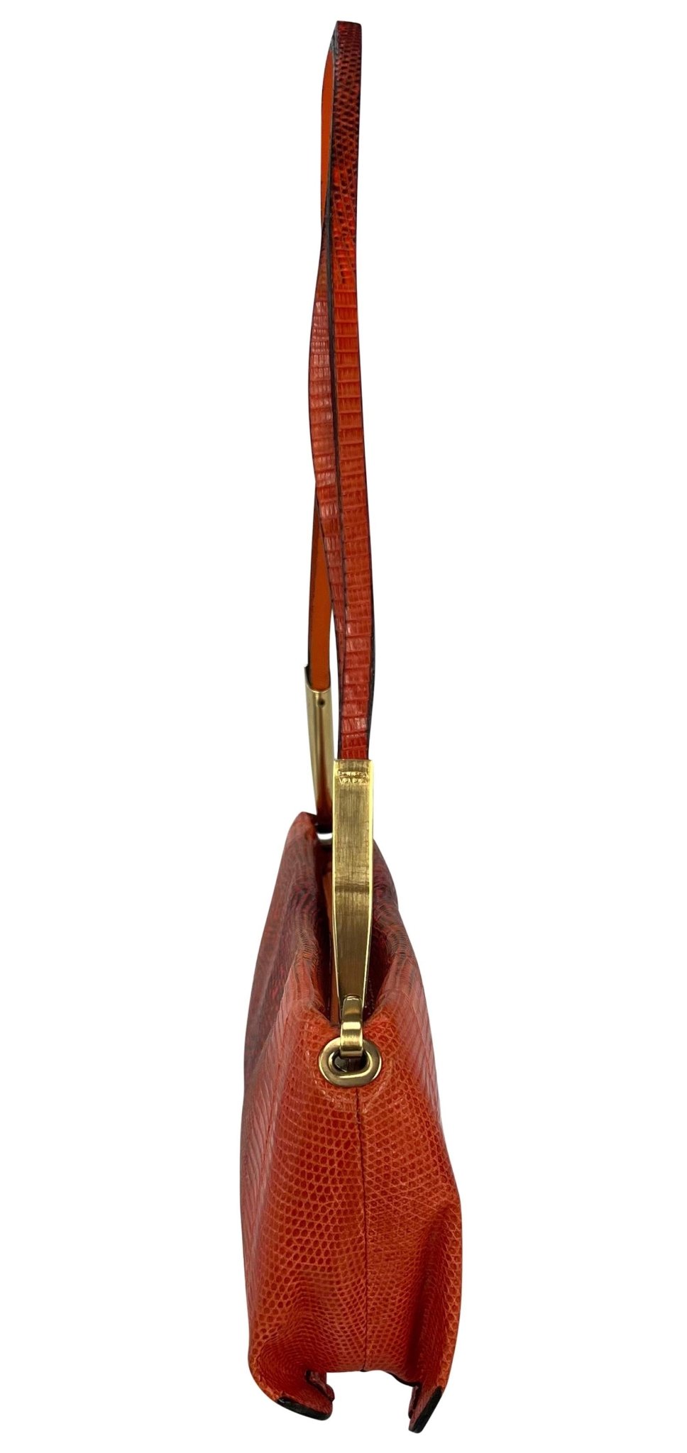 S/S 2000 Bottega Veneta Orange Genuine Ring Lizard Skin Shoulder Bag - RealList