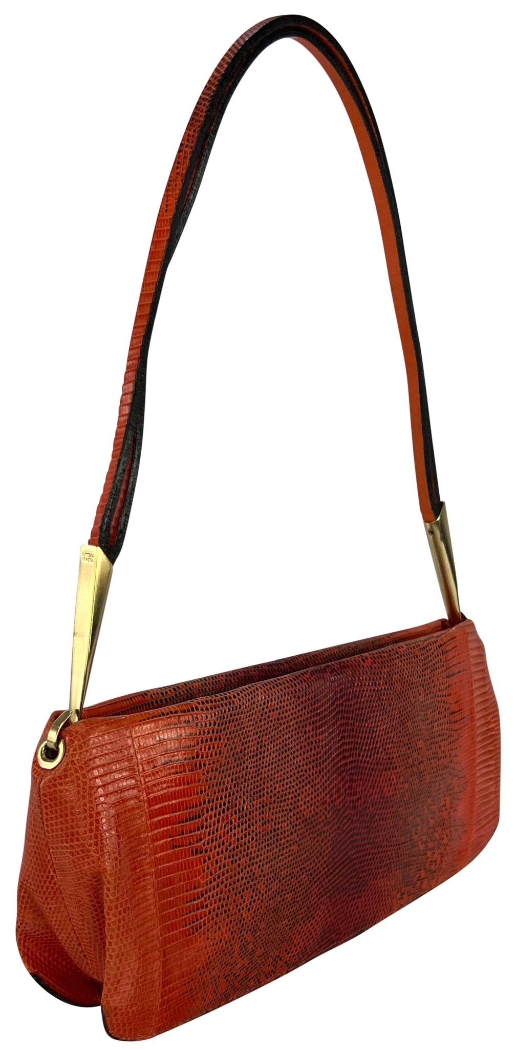 S/S 2000 Bottega Veneta Orange Genuine Ring Lizard Skin Shoulder Bag - RealList