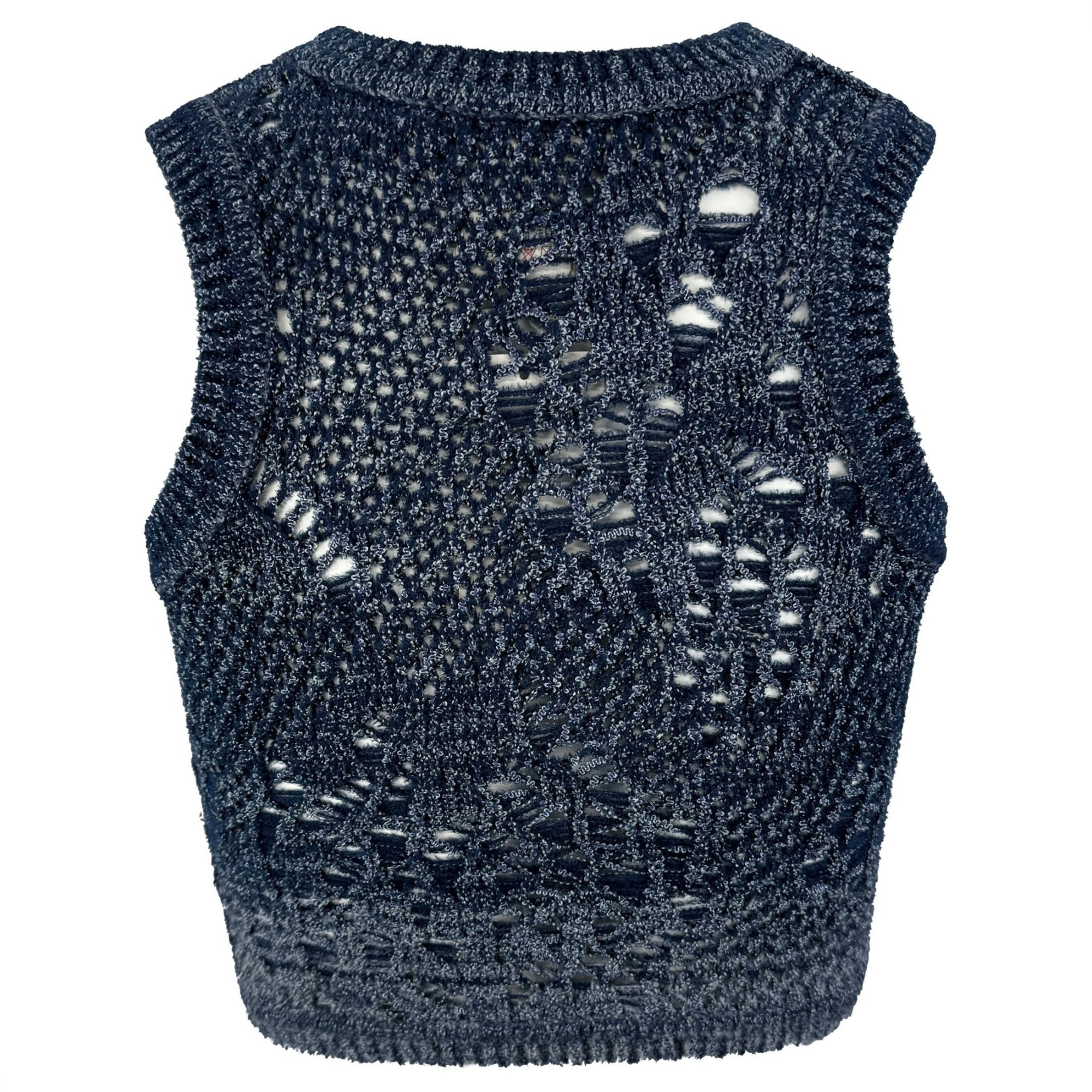 S/S 2000 Christian Dior by John Galliano Blue Sheer Knit Crop Top - RealList