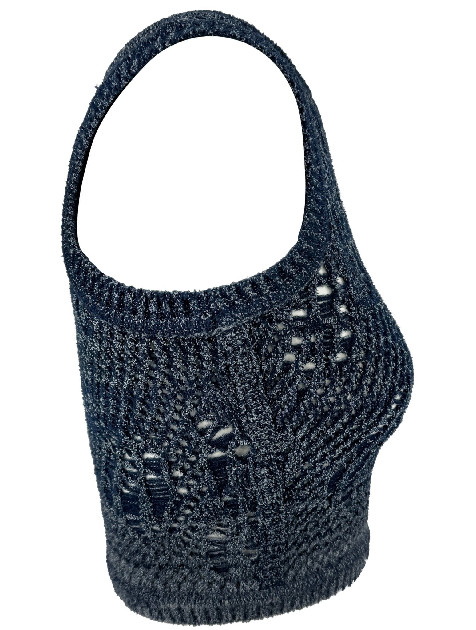 S/S 2000 Christian Dior by John Galliano Blue Sheer Knit Crop Top - RealList