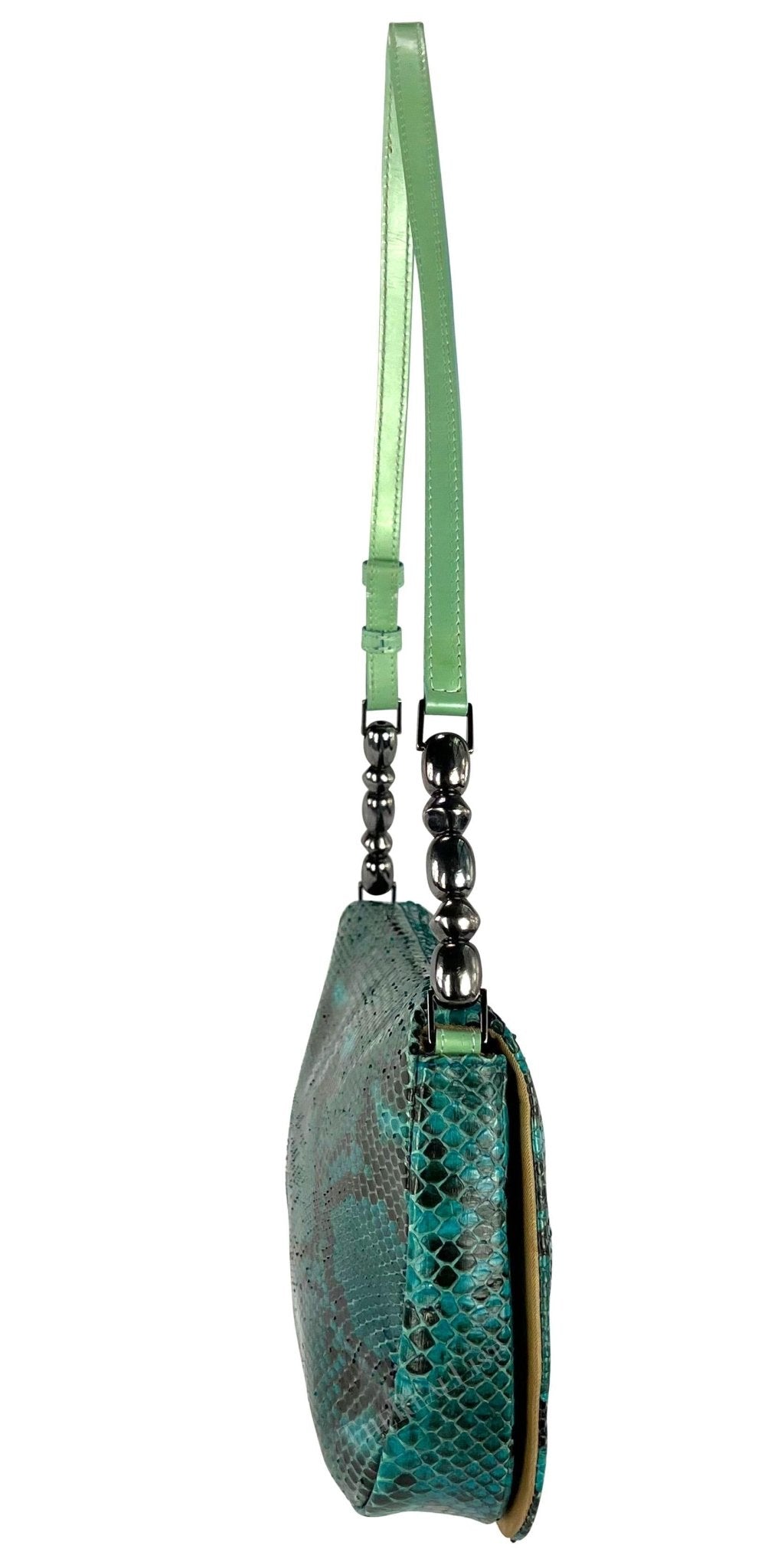 S/S 2000 Christian Dior by John Galliano Blue Snakeskin Malice Flap Shoulder Bag - RealList