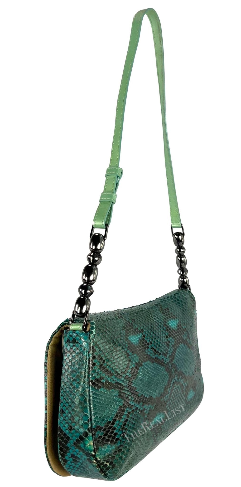 S/S 2000 Christian Dior by John Galliano Blue Snakeskin Malice Flap Shoulder Bag - RealList