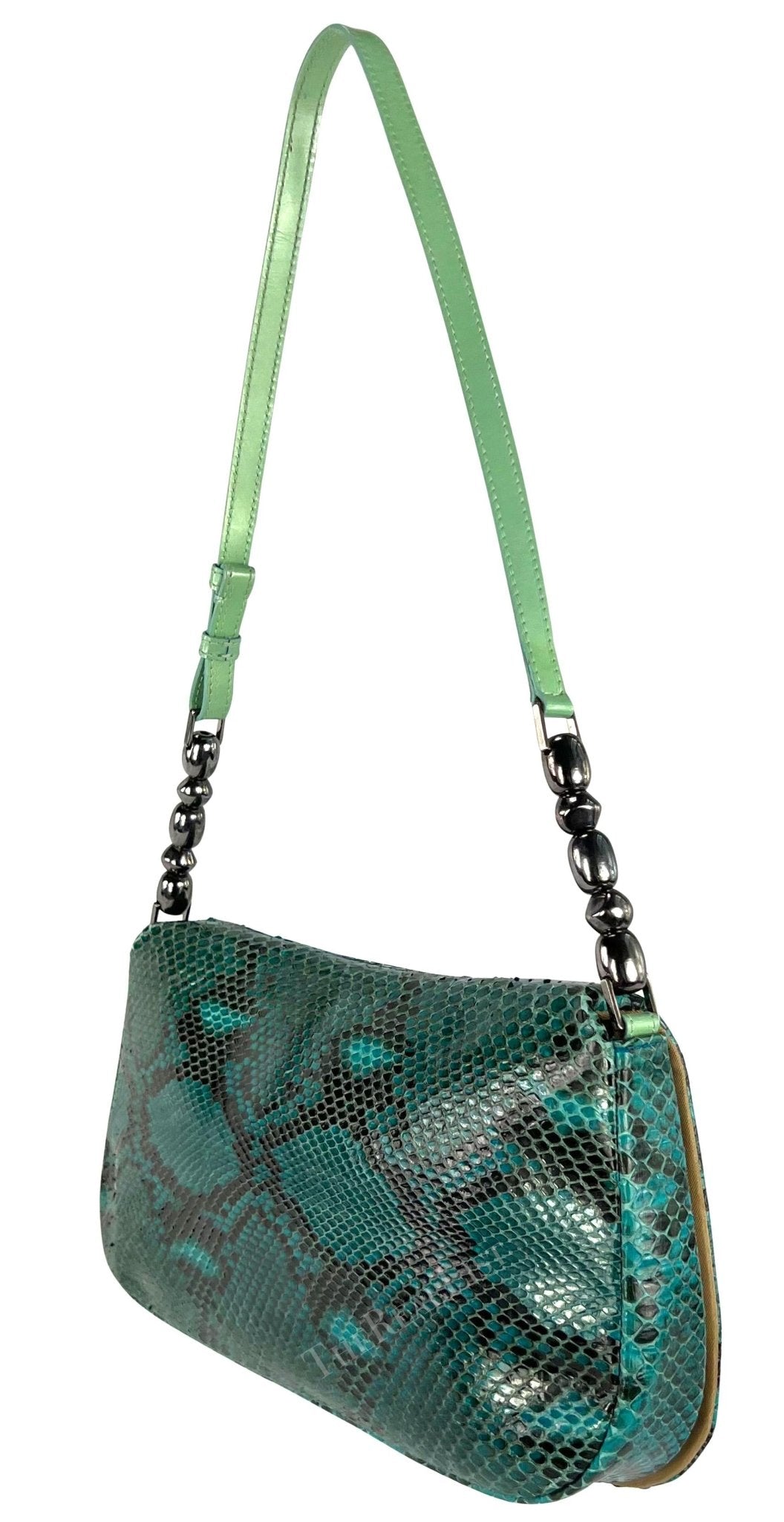 S/S 2000 Christian Dior by John Galliano Blue Snakeskin Malice Flap Shoulder Bag - RealList