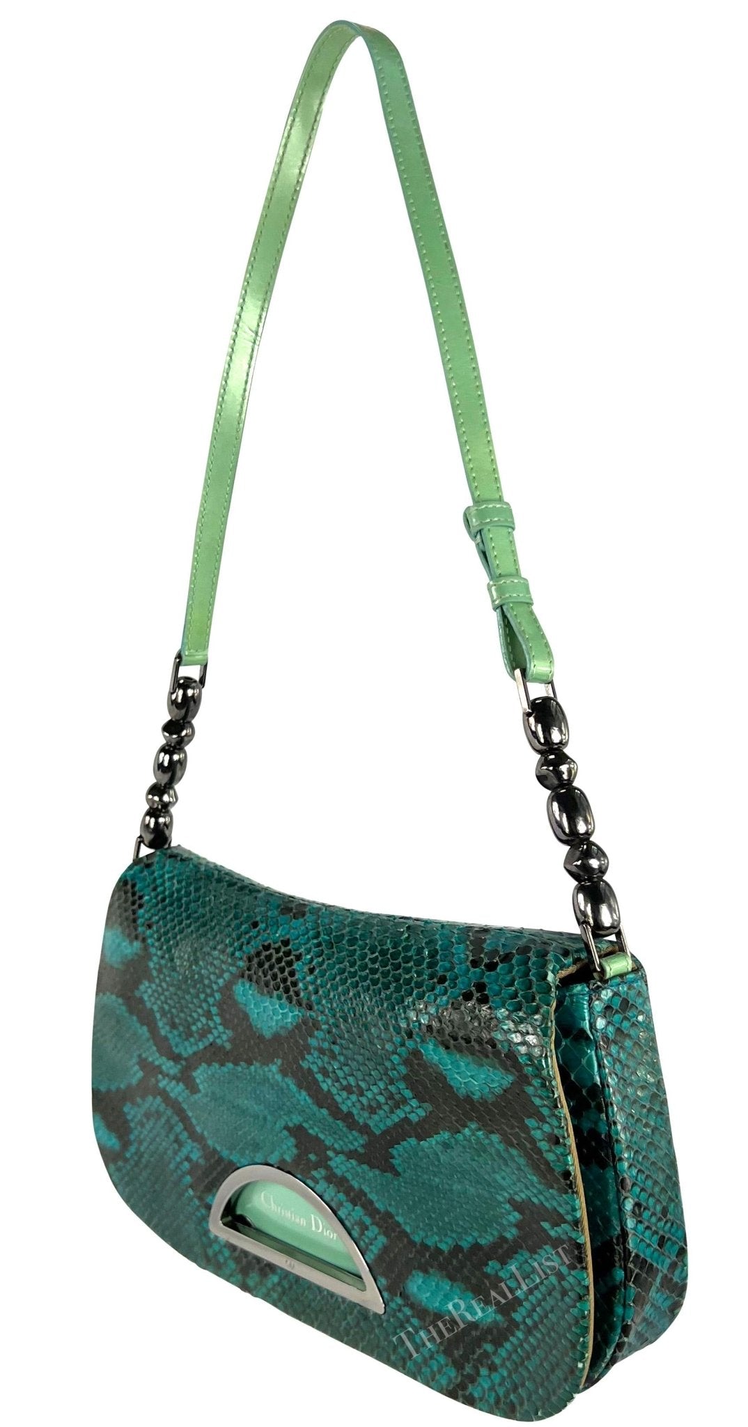 S/S 2000 Christian Dior by John Galliano Blue Snakeskin Malice Flap Shoulder Bag - RealList