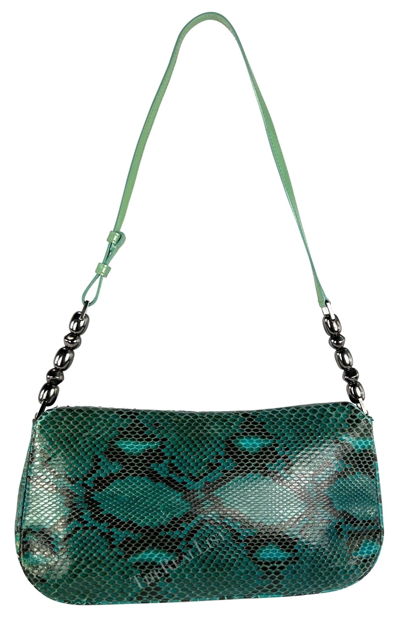 S/S 2000 Christian Dior by John Galliano Blue Snakeskin Malice Flap Shoulder Bag - RealList