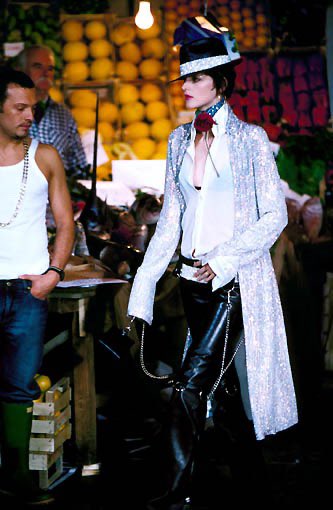 S/S 2000 Dolce & Gabbana Aaliyah Runway Black Leather Zipper Ring Moto Pants - RealList