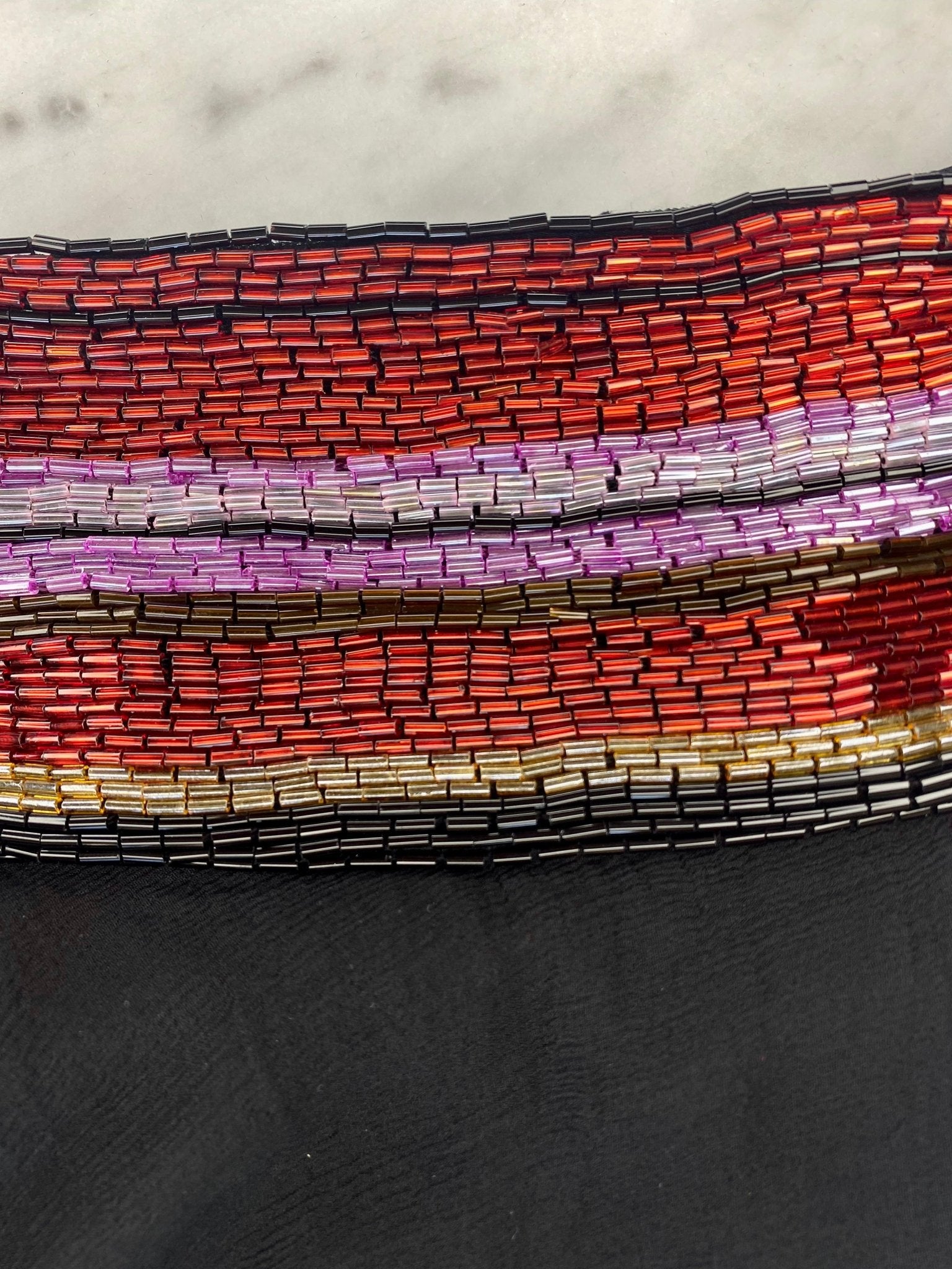 S/S 2000 Dolce & Gabbana Beaded Black Silk Chiffon Red Stripe Waistband Skirt - RealList