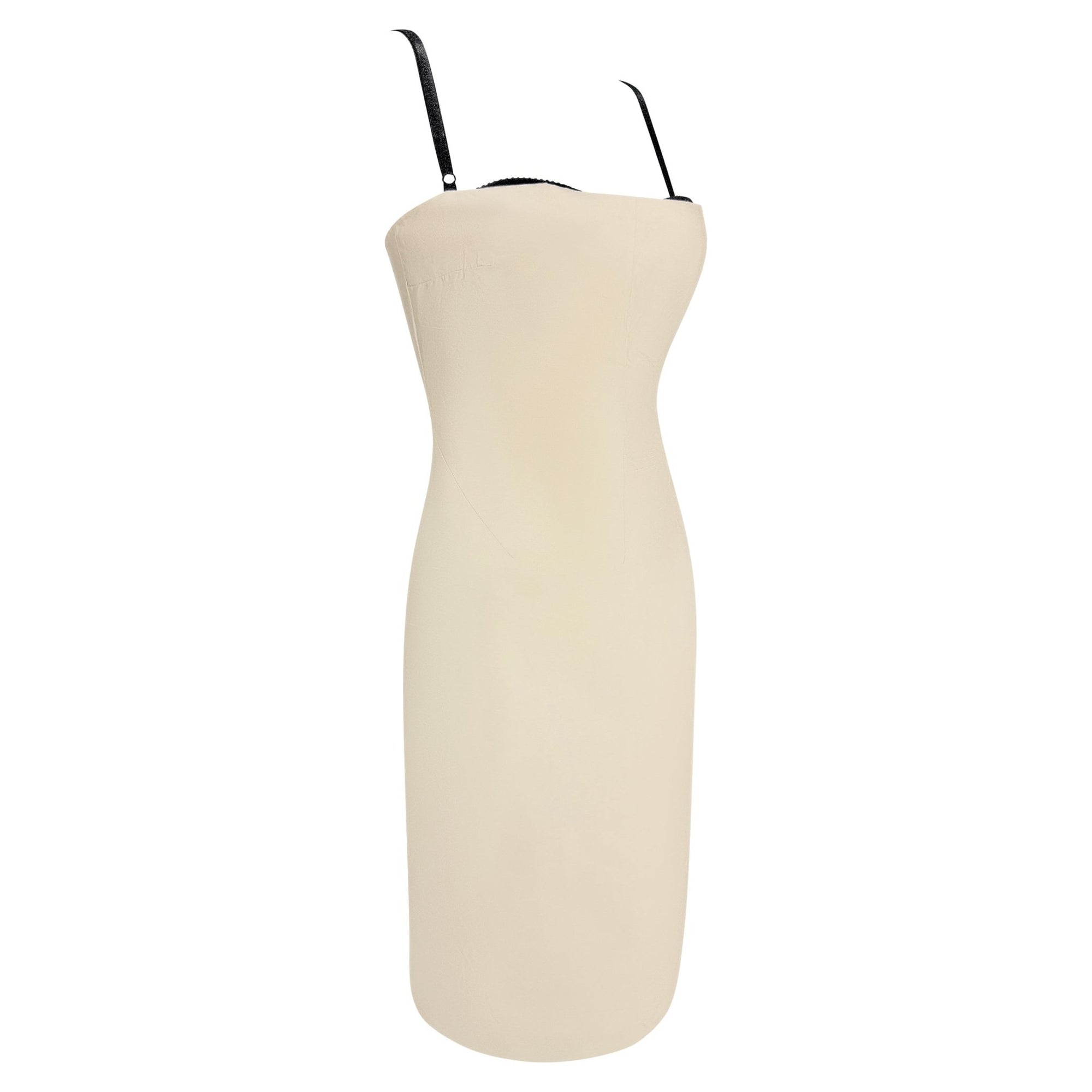 S/S 2000 Dolce & Gabbana Champagne Silk Shantung Bralette Dress - RealList