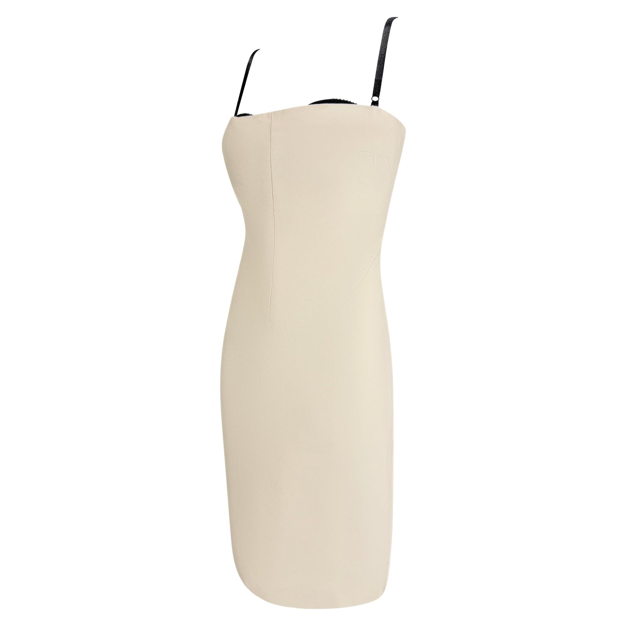 S/S 2000 Dolce & Gabbana Champagne Silk Shantung Bralette Dress - RealList
