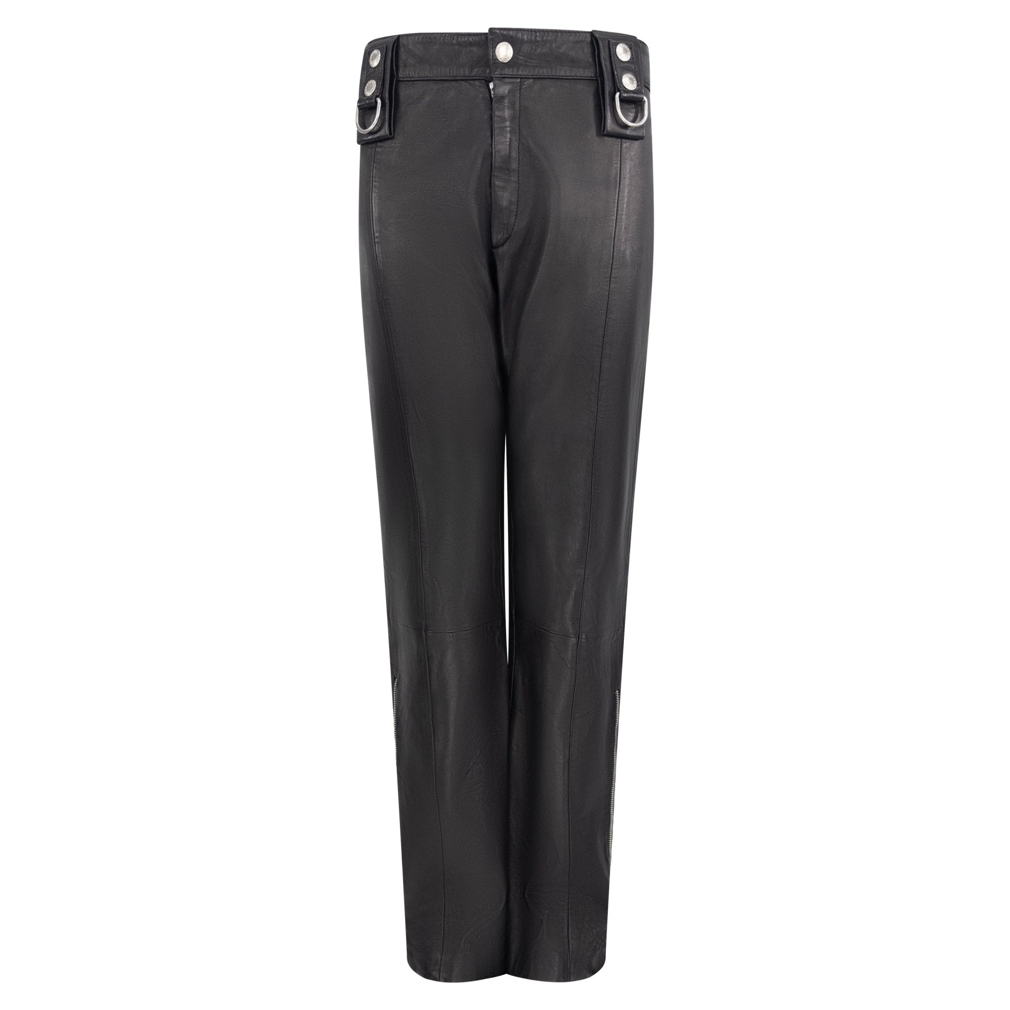 S/S 2000 Dolce & Gabbana Mens Black Leather Ring Moto Pants - RealList
