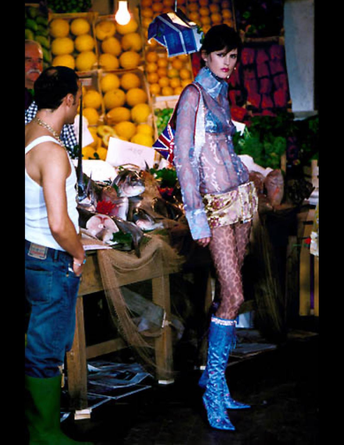 S/S 2000 Dolce & Gabbana Pink Paisley Sheer Button Rhinestone Cuff Shirt - RealList