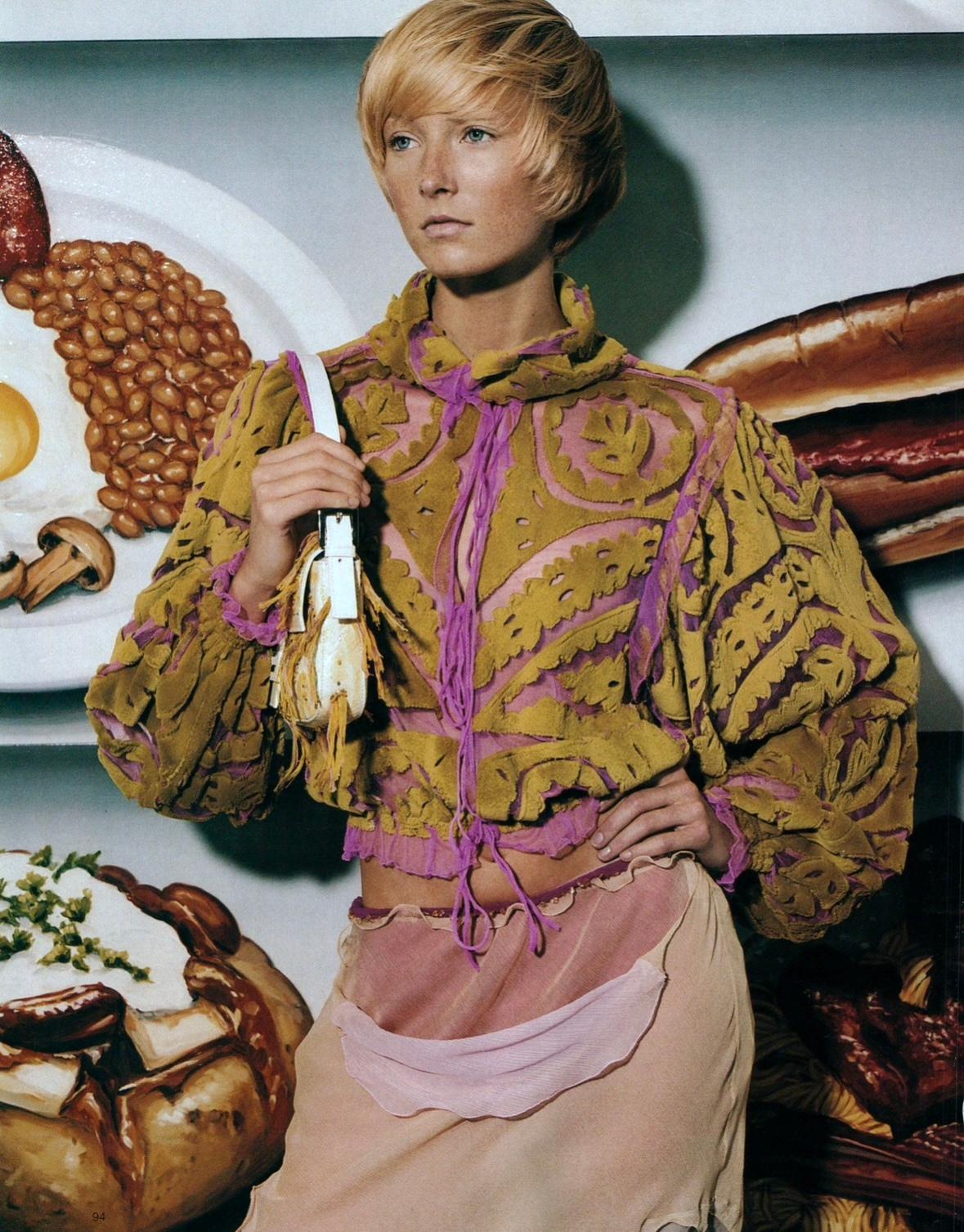 S/S 2000 Fendi by Karl Lagerfeld Runway Neon Pink Blouse Green Rabbit Fur - RealList