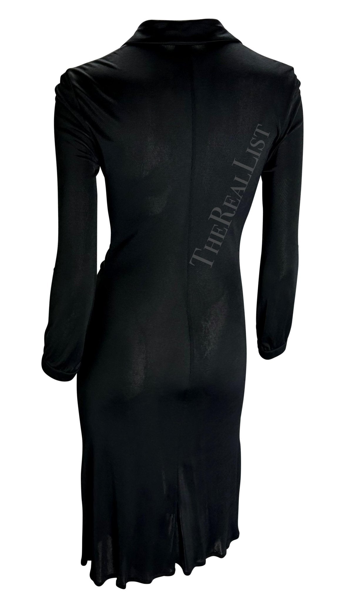 S/S 2000 Gianni Versace by Donatella Black Stretch Viscose Rhinestone Y2K Dress - RealList