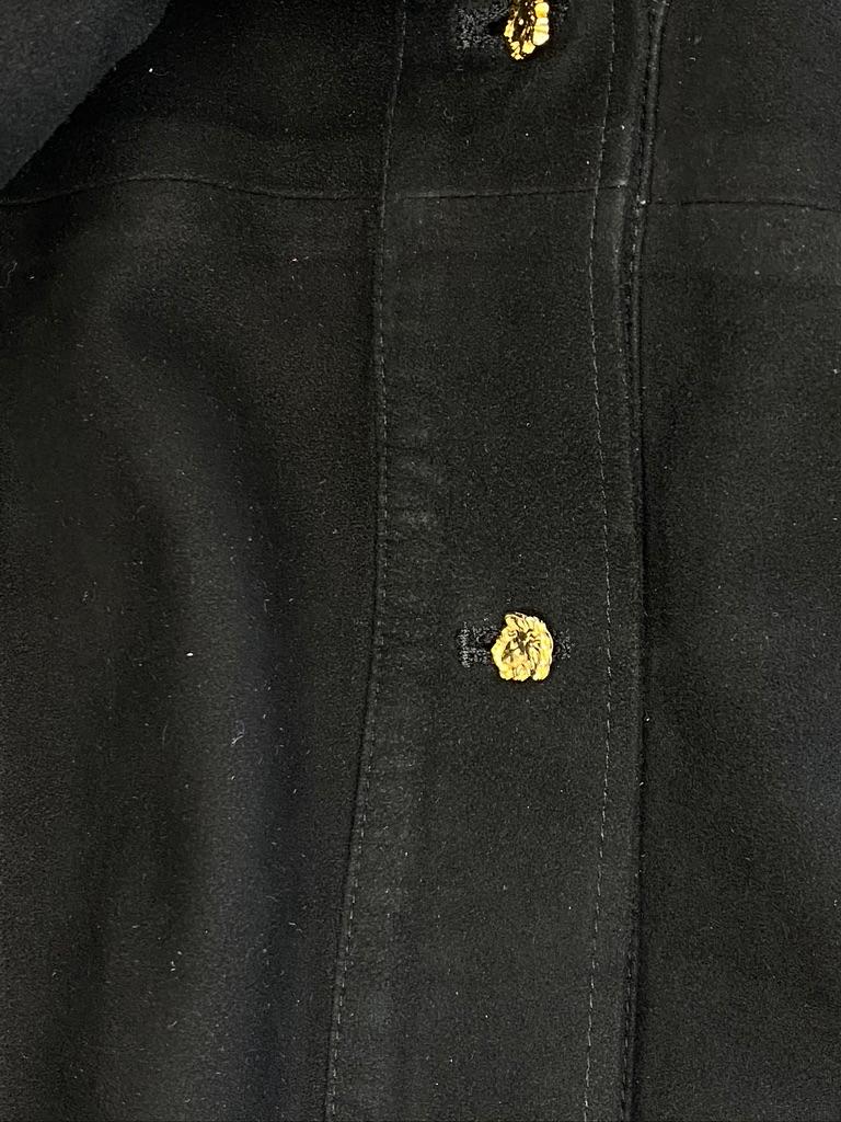 S/S 2000 Gianni Versace by Donatella Black Suede Medusa Button Up Dress - RealList