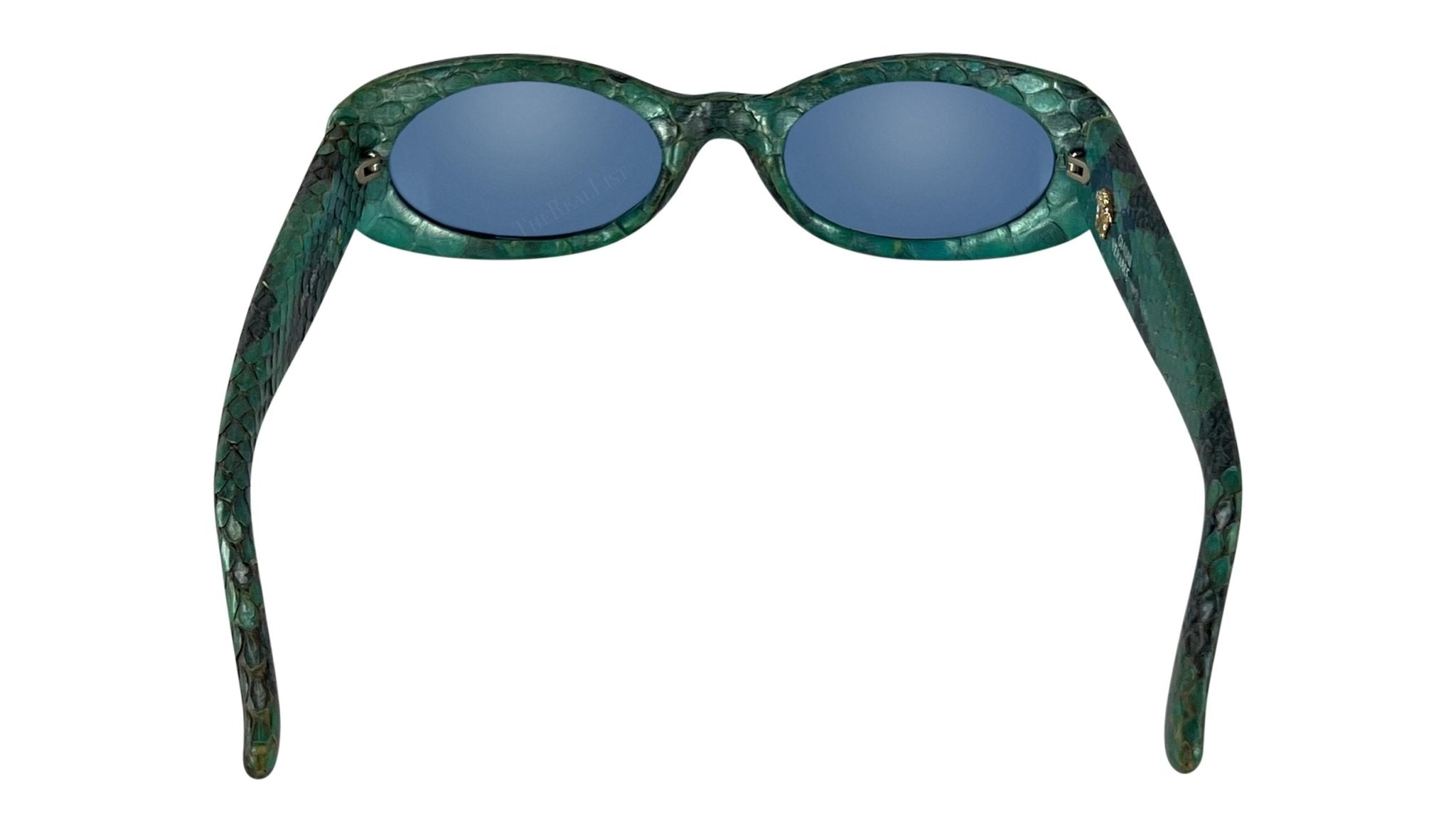 S/S 2000 Gianni Versace by Donatella Blue Genuine Python Oval Sunglasses - RealList