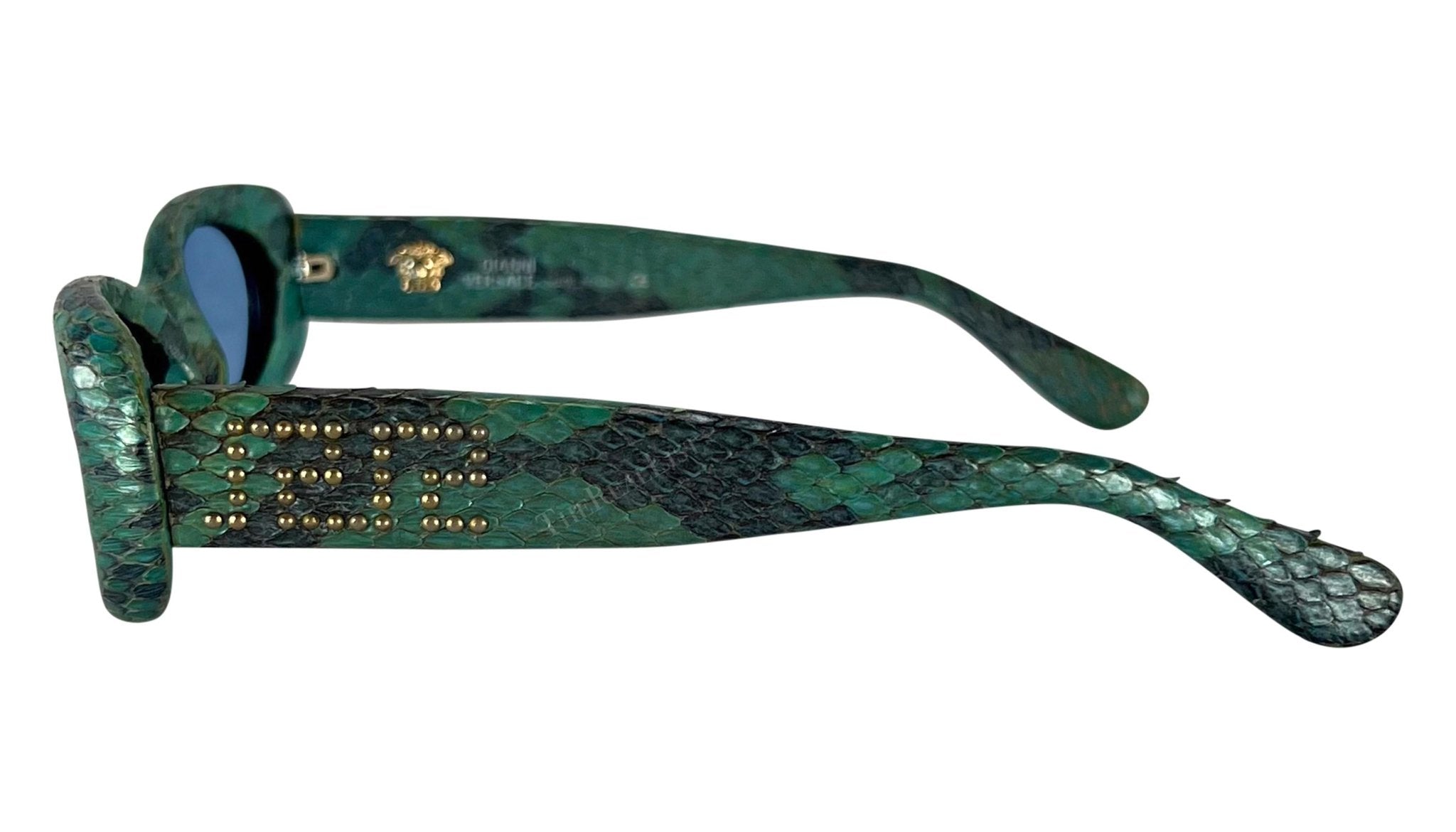 S/S 2000 Gianni Versace by Donatella Blue Genuine Python Oval Sunglasses - RealList