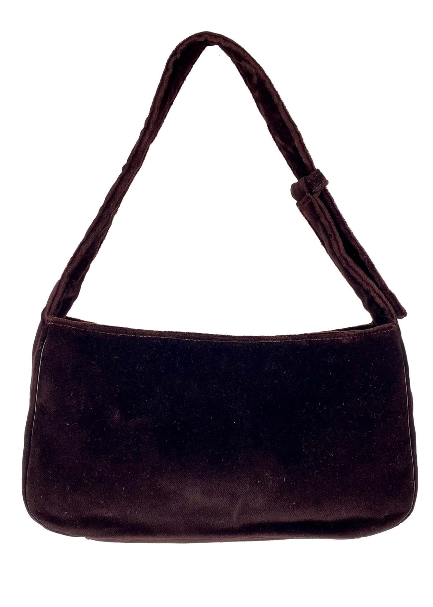 S/S 2000 Gianni Versace by Donatella Brown Velvet Rhinestone Shoulder Bag - RealList