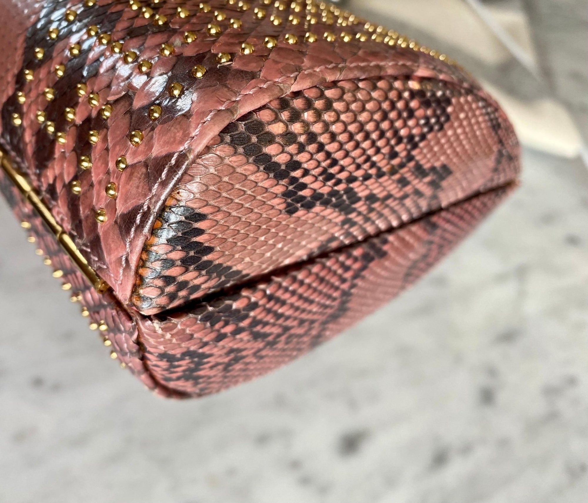 S/S 2000 Gianni Versace by Donatella Genuine Python Pink Convertible Clutch Bag - RealList