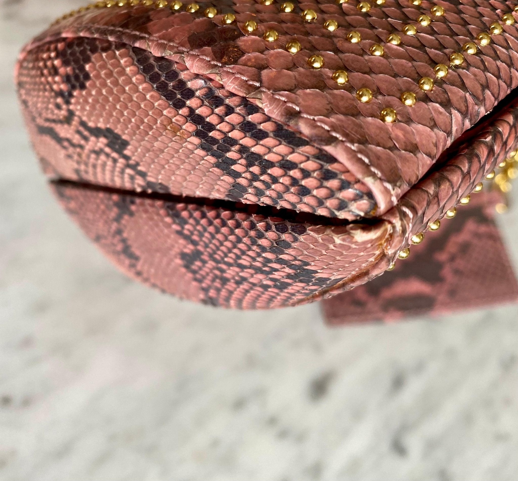S/S 2000 Gianni Versace by Donatella Genuine Python Pink Convertible Clutch Bag - RealList
