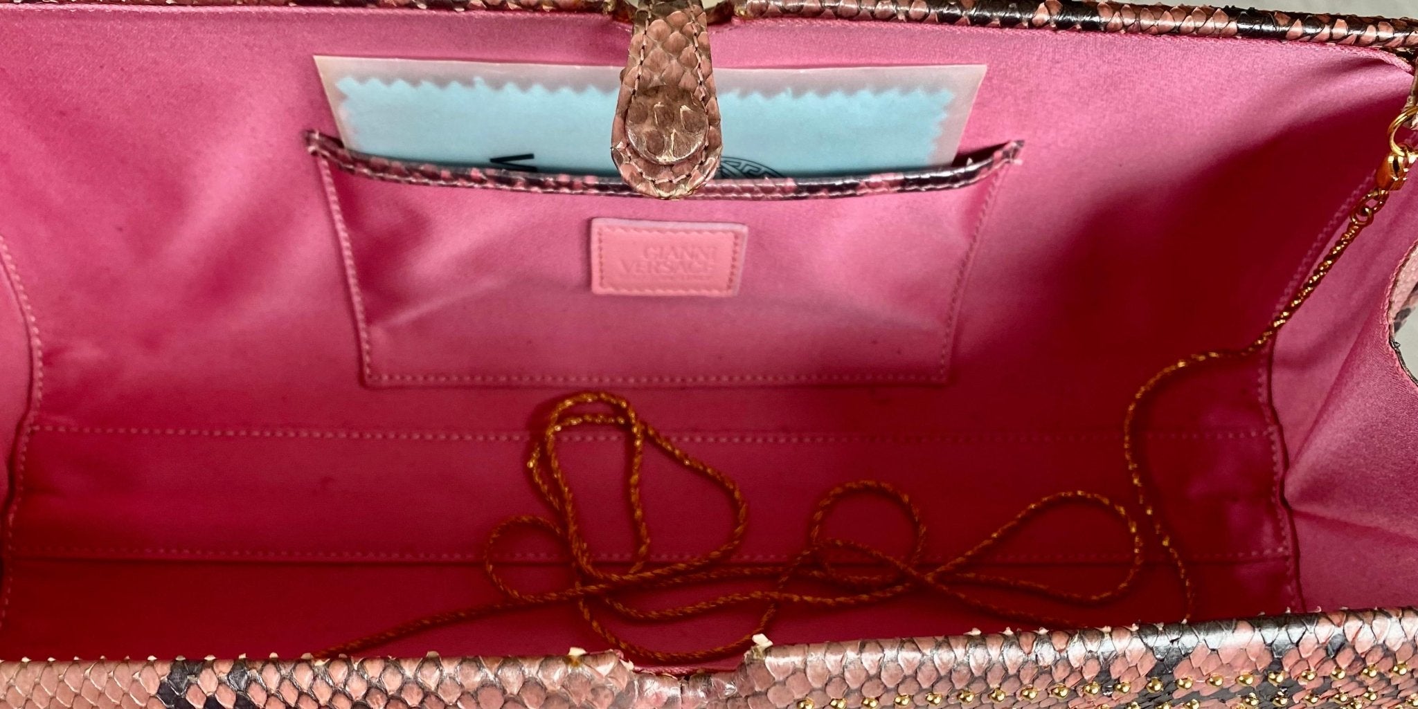 S/S 2000 Gianni Versace by Donatella Genuine Python Pink Convertible Clutch Bag - RealList