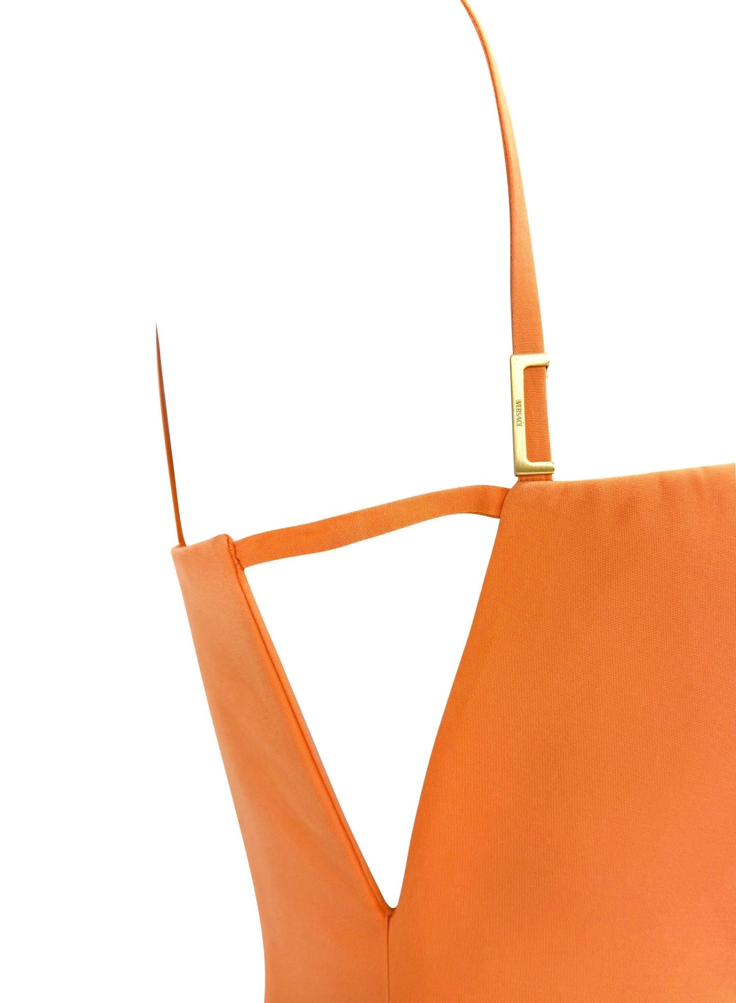 S/S 2000 Gianni Versace by Donatella Orange Cotton Cutout Floral Dress - RealList