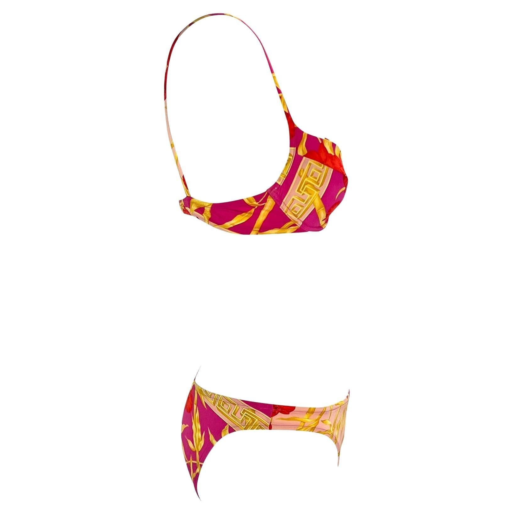 S/S 2000 Gianni Versace by Donatella Pink Medusa Orchid Bikini Swimsuit Set - RealList