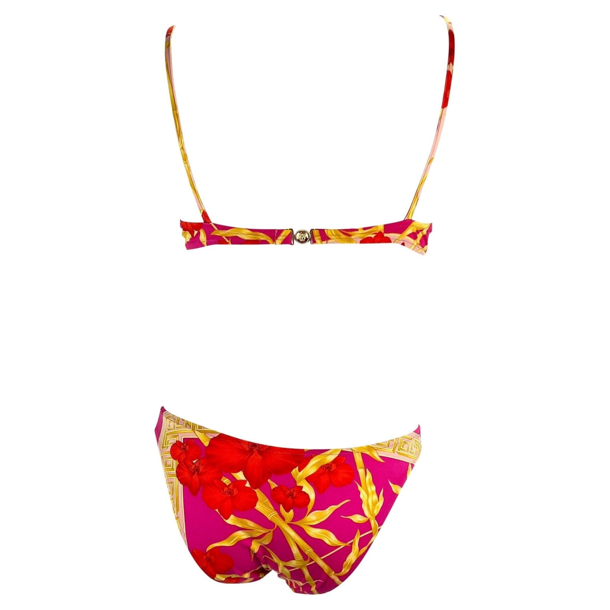 S/S 2000 Gianni Versace by Donatella Pink Medusa Orchid Bikini Swimsuit Set - RealList