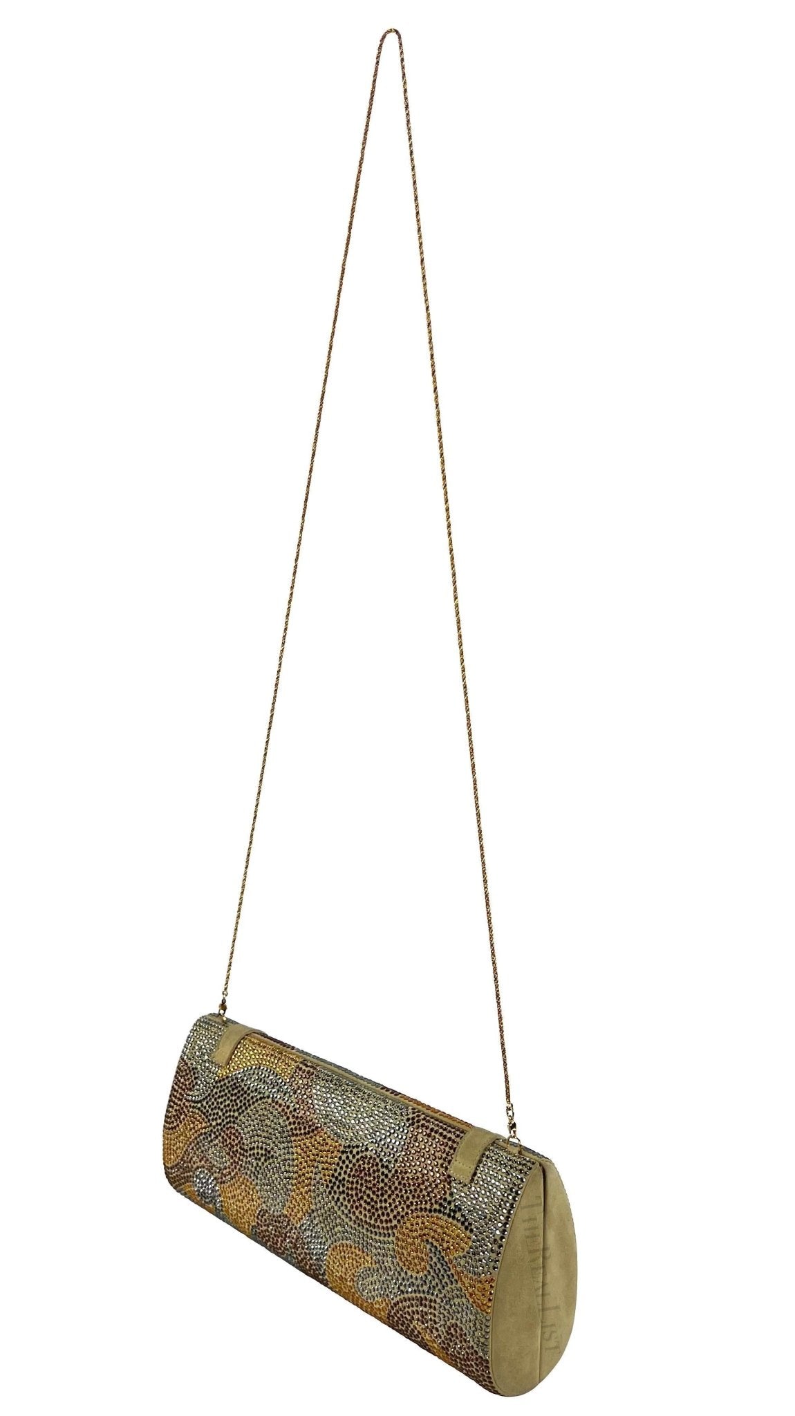 S/S 2000 Gianni Versace by Donatella Runway Gold Abstract Rhinestone Clutch - RealList
