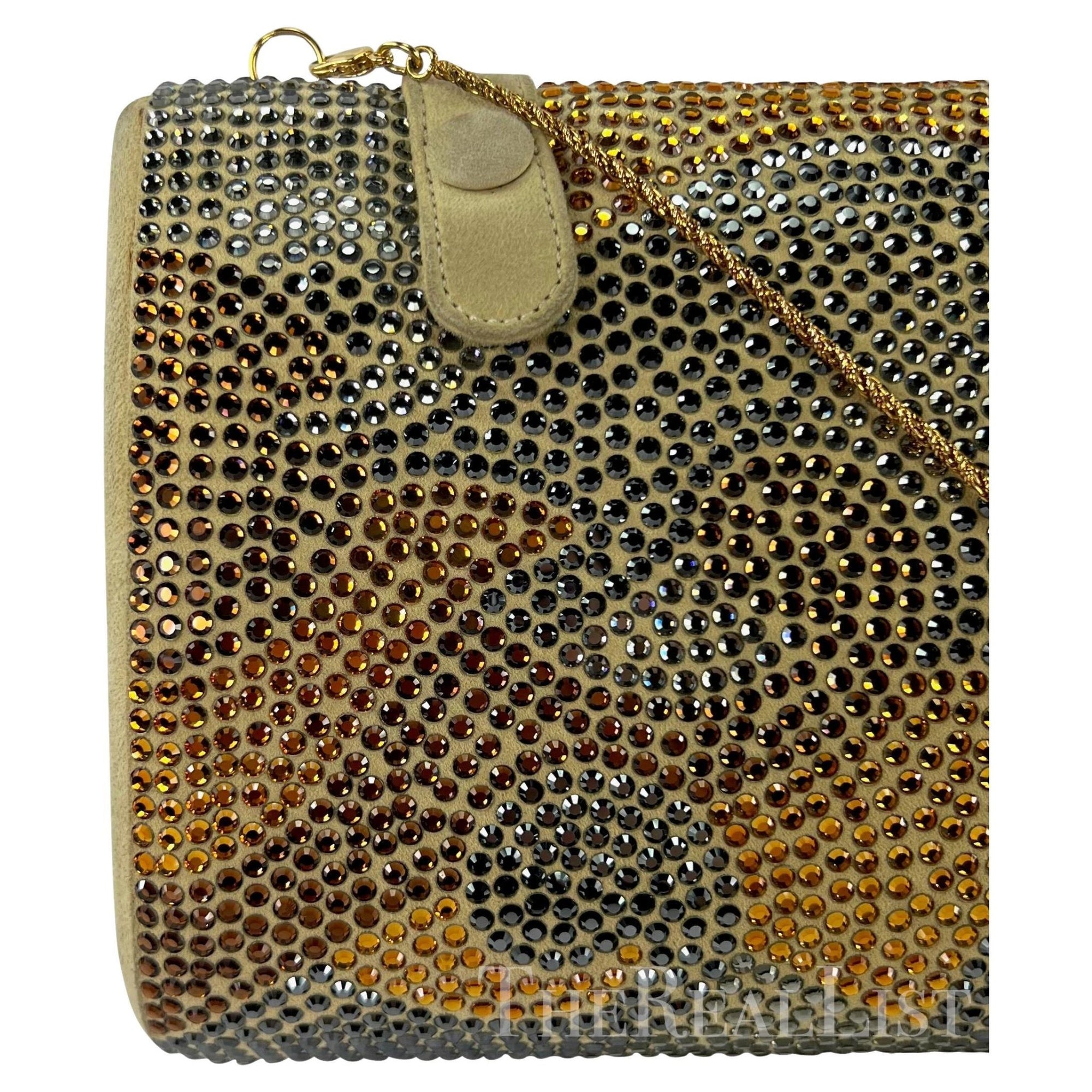 S/S 2000 Gianni Versace by Donatella Runway Gold Abstract Rhinestone Clutch - RealList