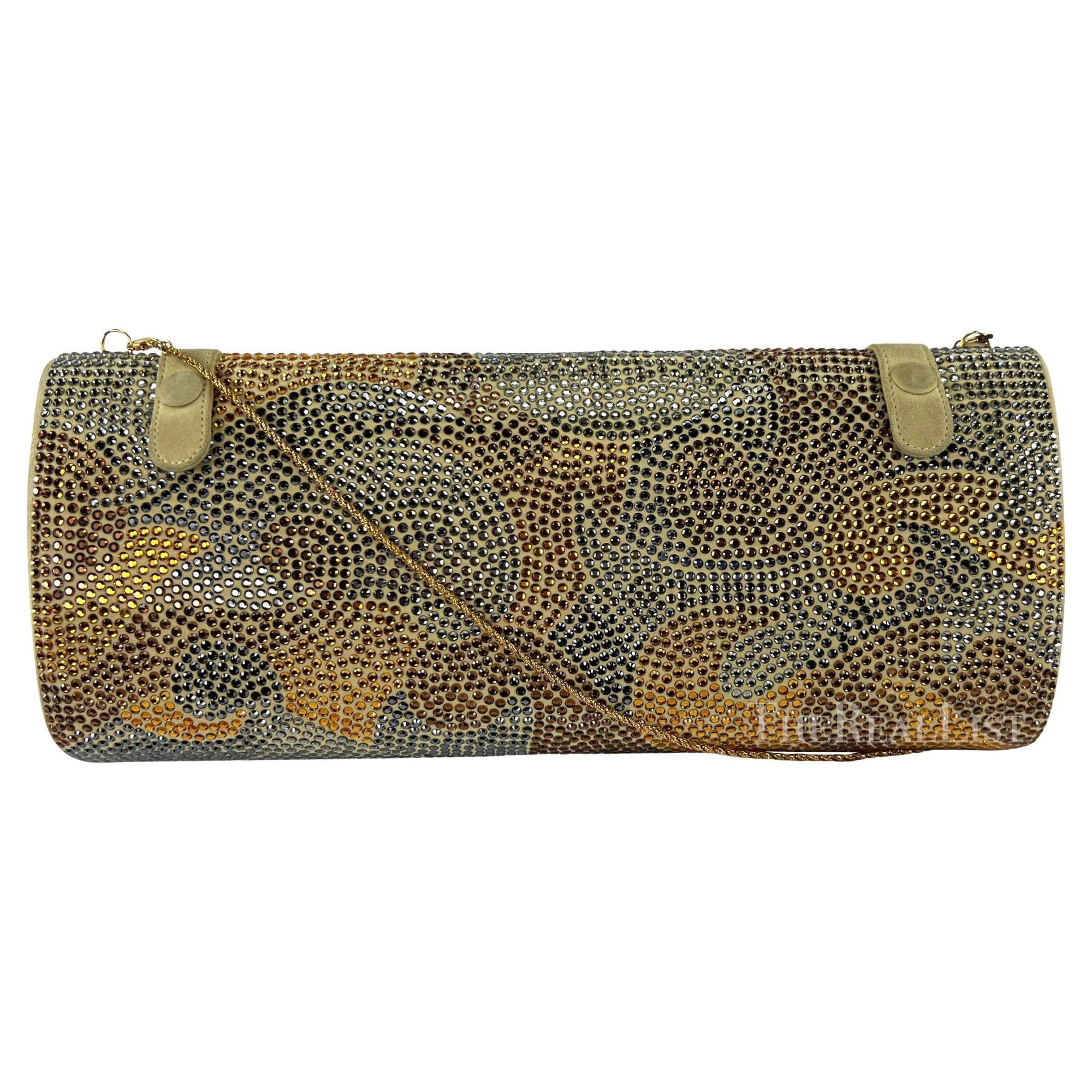 S/S 2000 Gianni Versace by Donatella Runway Gold Abstract Rhinestone Clutch - RealList