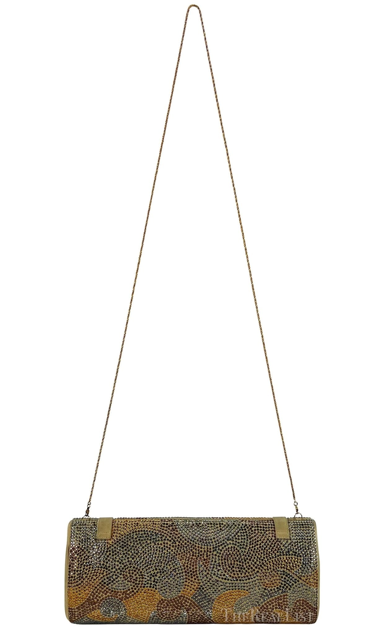 S/S 2000 Gianni Versace by Donatella Runway Gold Abstract Rhinestone Clutch - RealList