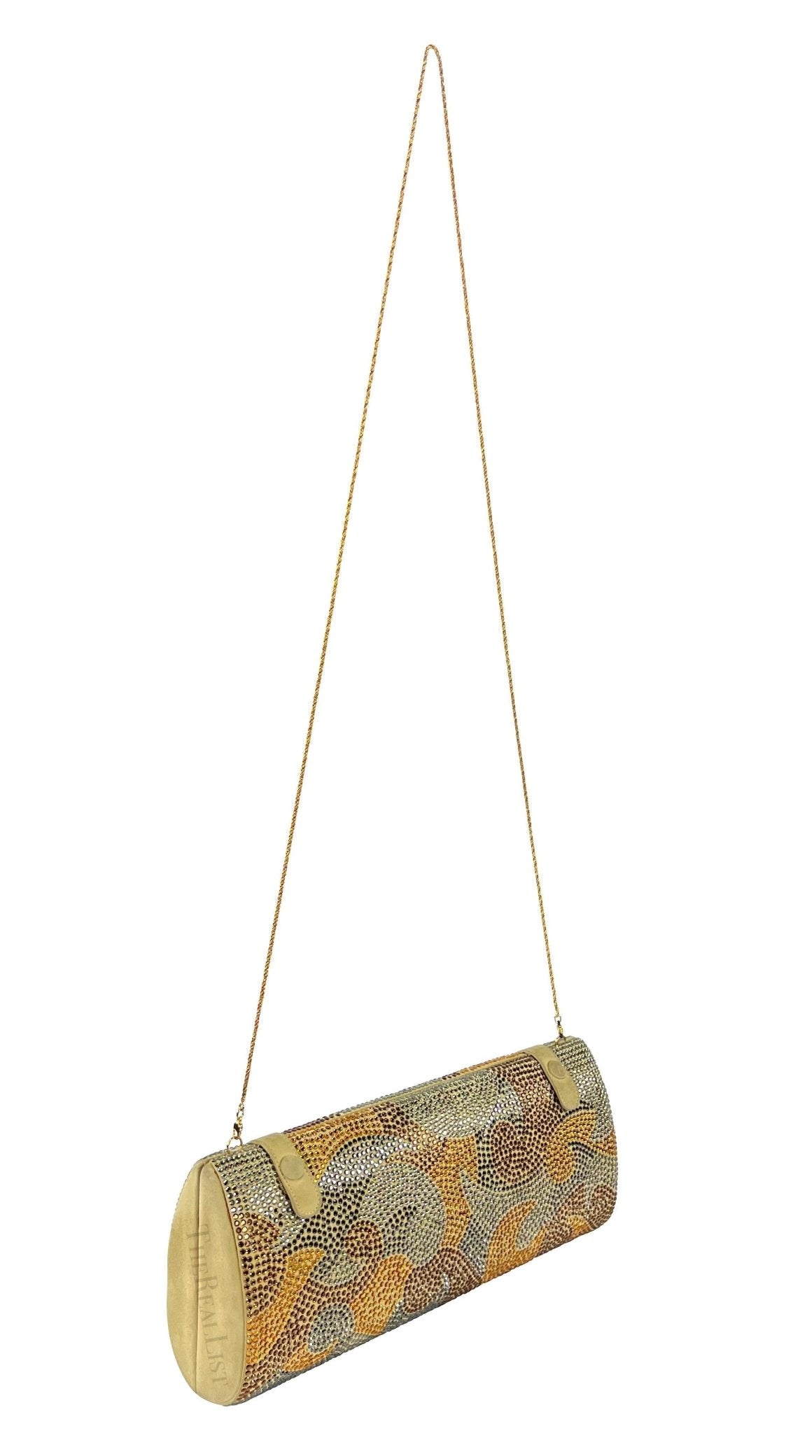 S/S 2000 Gianni Versace by Donatella Runway Gold Abstract Rhinestone Clutch - RealList