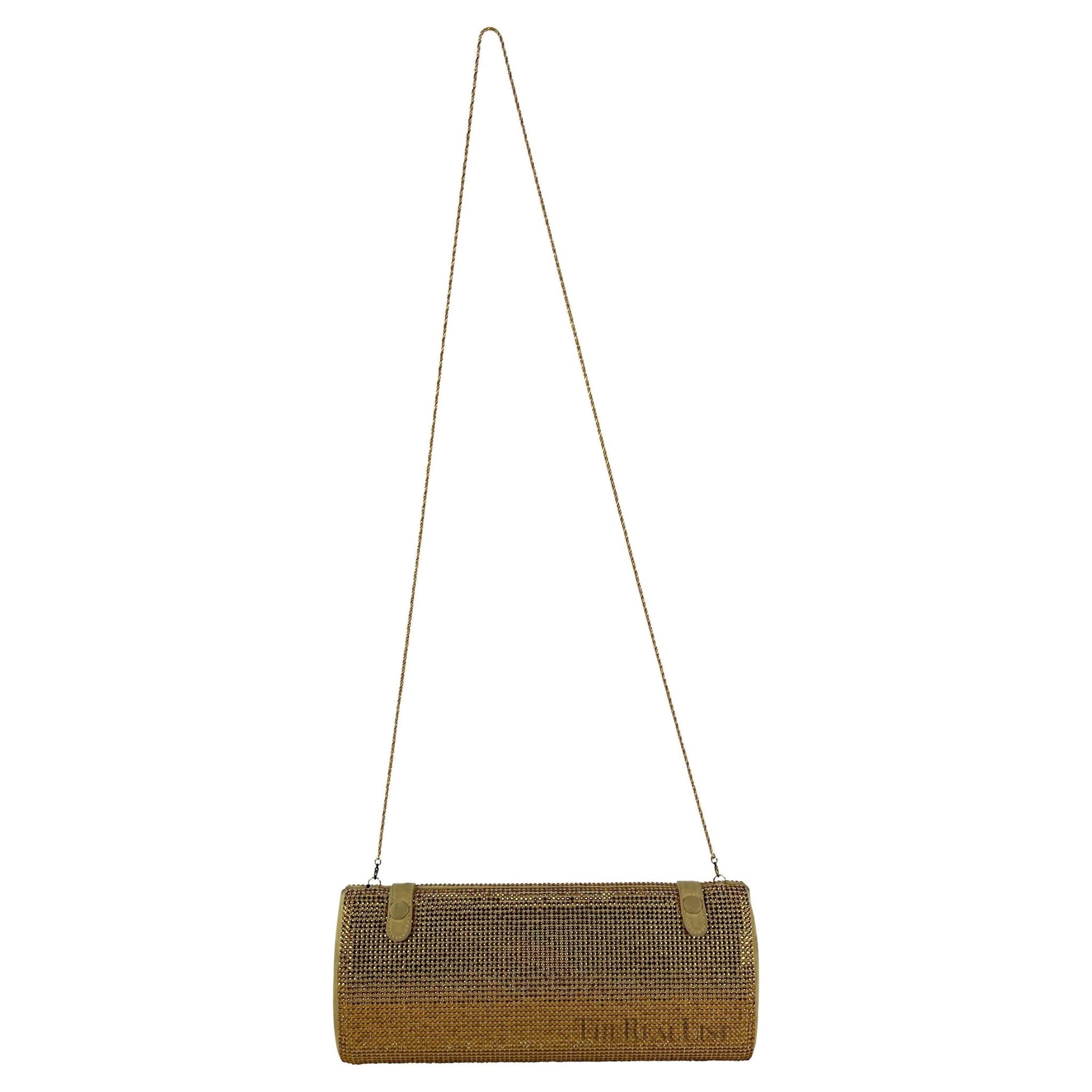 S/S 2000 Gianni Versace by Donatella Runway Gold Rhinestone Convertible Clutch - RealList