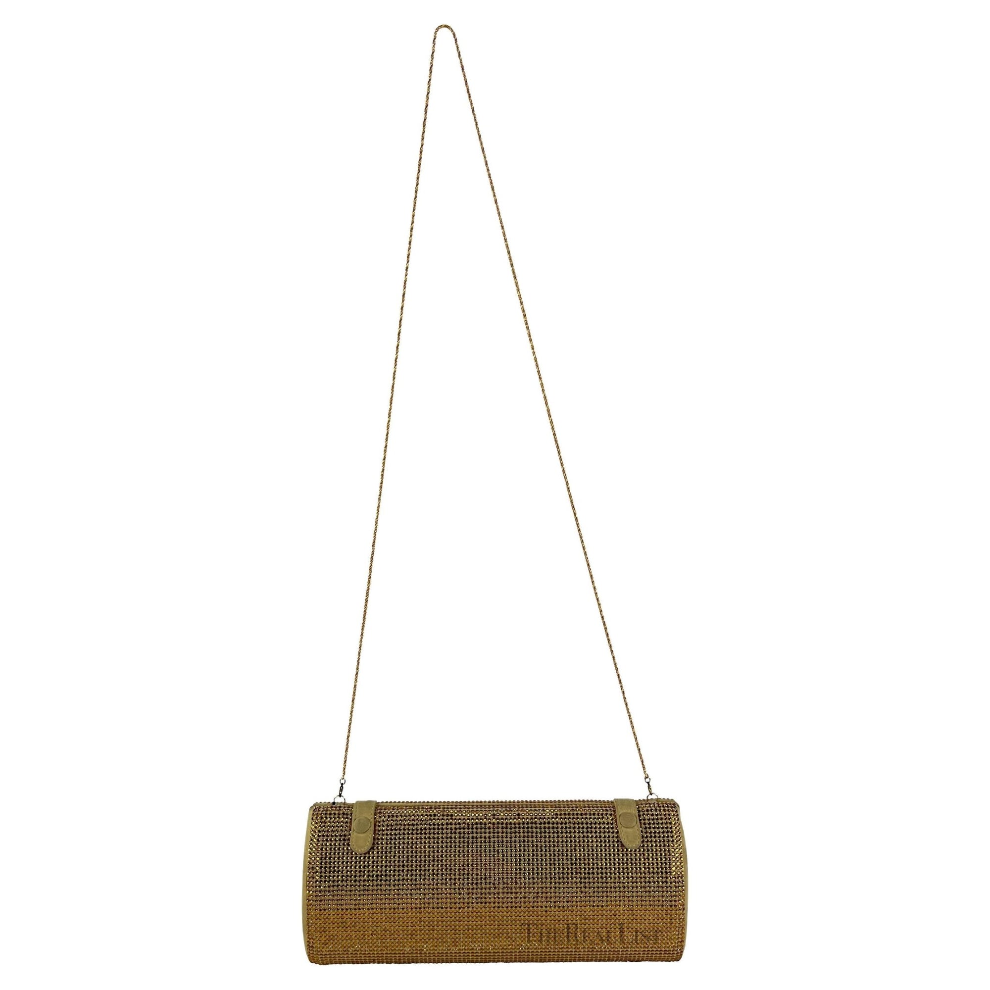 S/S 2000 Gianni Versace by Donatella Runway Gold Rhinestone Convertible Clutch - RealList