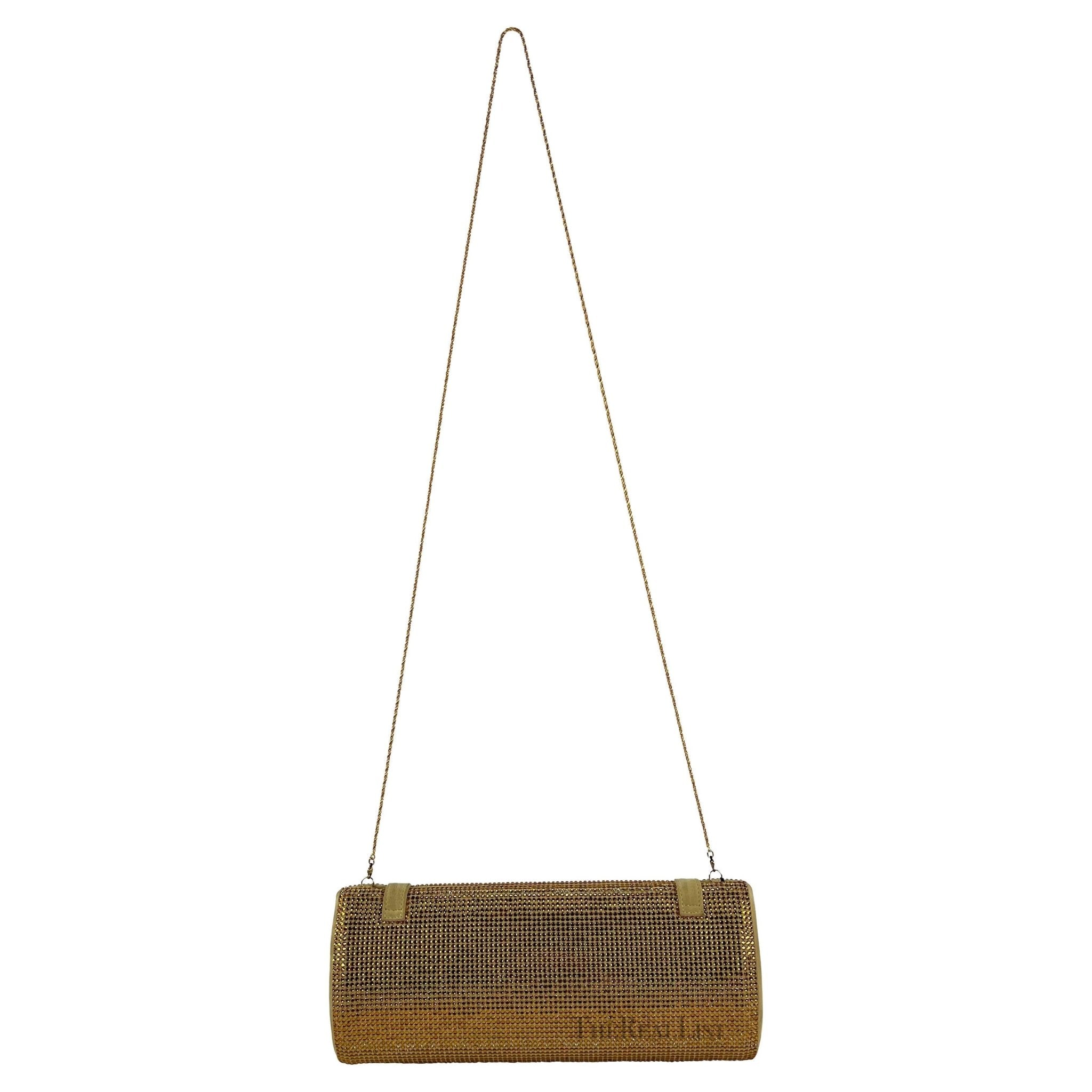 S/S 2000 Gianni Versace by Donatella Runway Gold Rhinestone Convertible Clutch - RealList