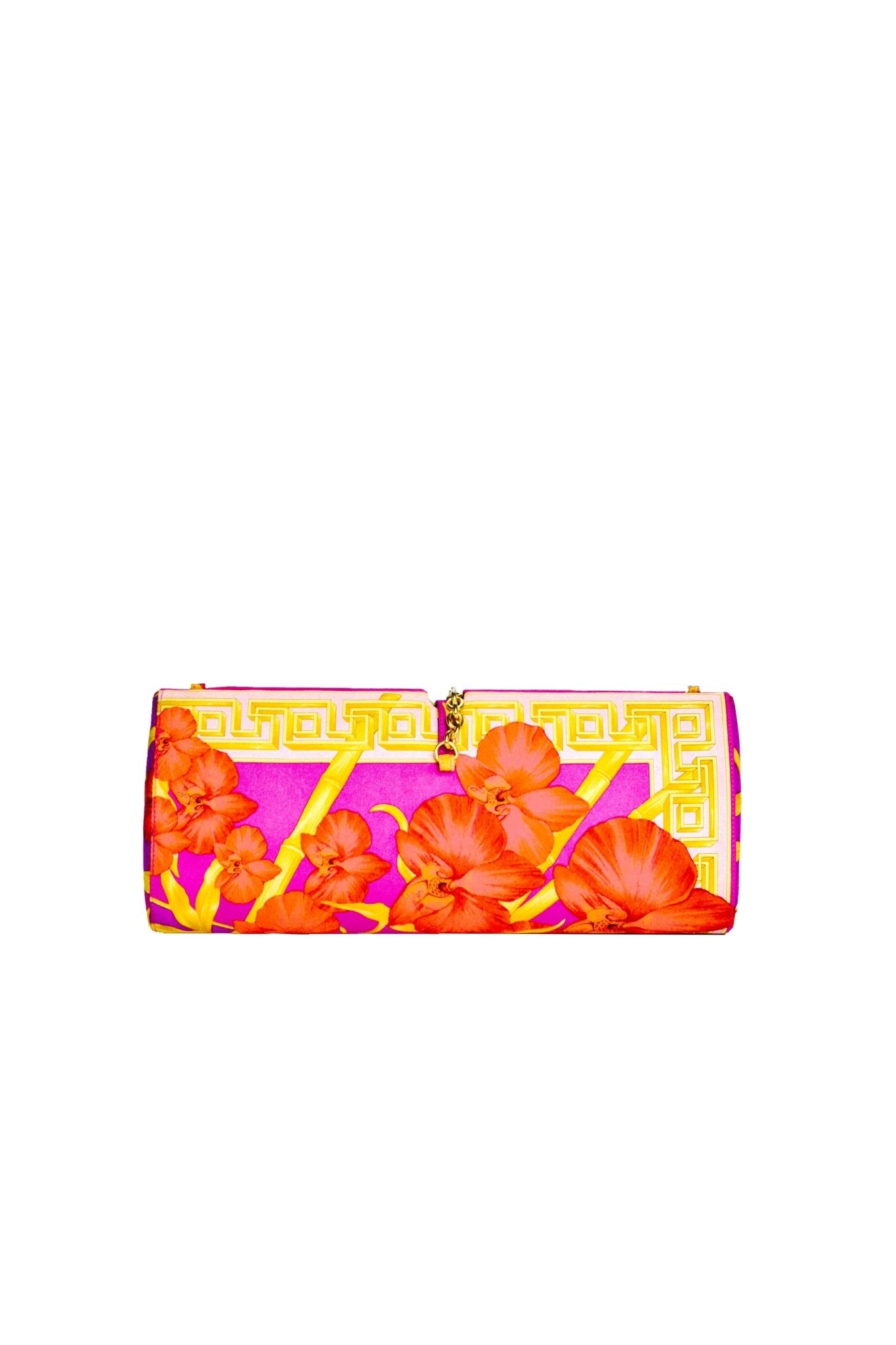 S/S 2000 Gianni Versace by Donatella Runway Pink Printed Silk Convertible Clutch - RealList