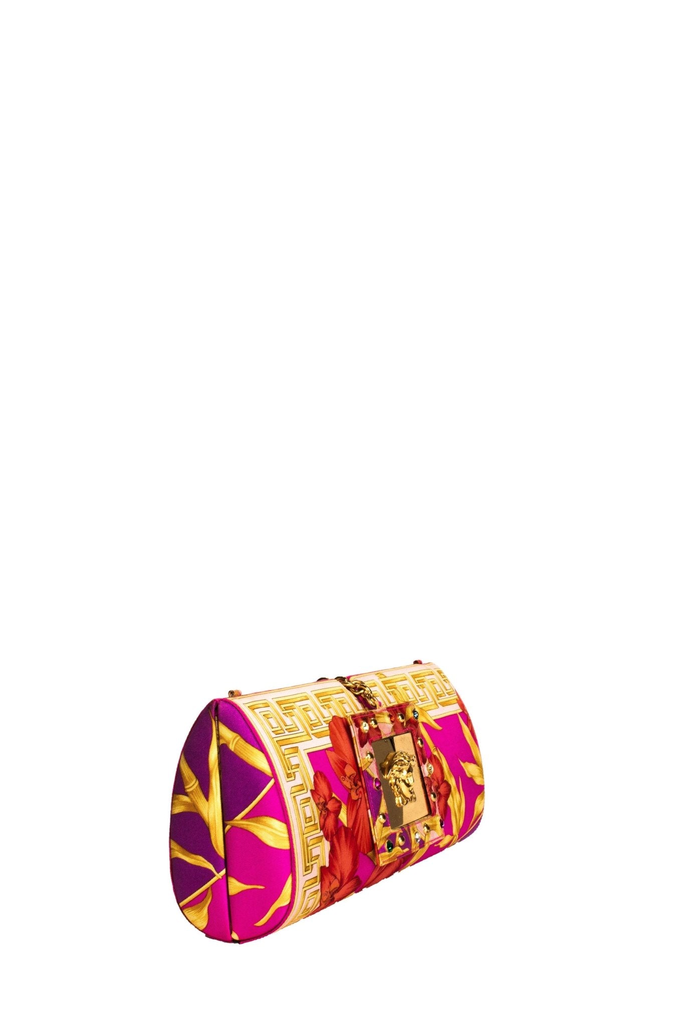 S/S 2000 Gianni Versace by Donatella Runway Pink Printed Silk Convertible Clutch - RealList
