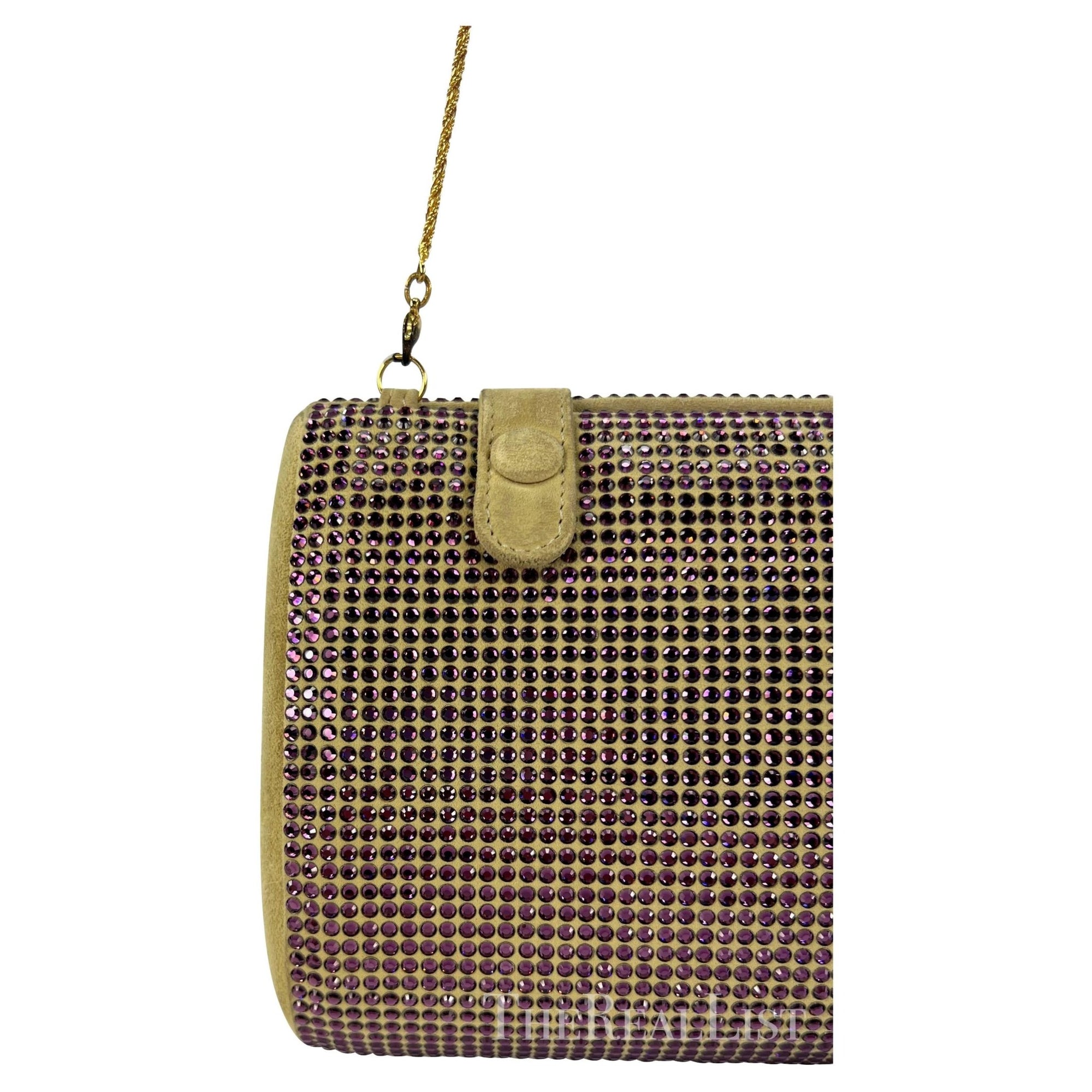 S/S 2000 Gianni Versace by Donatella Runway Purple Rhinestone Convertible Clutch - RealList